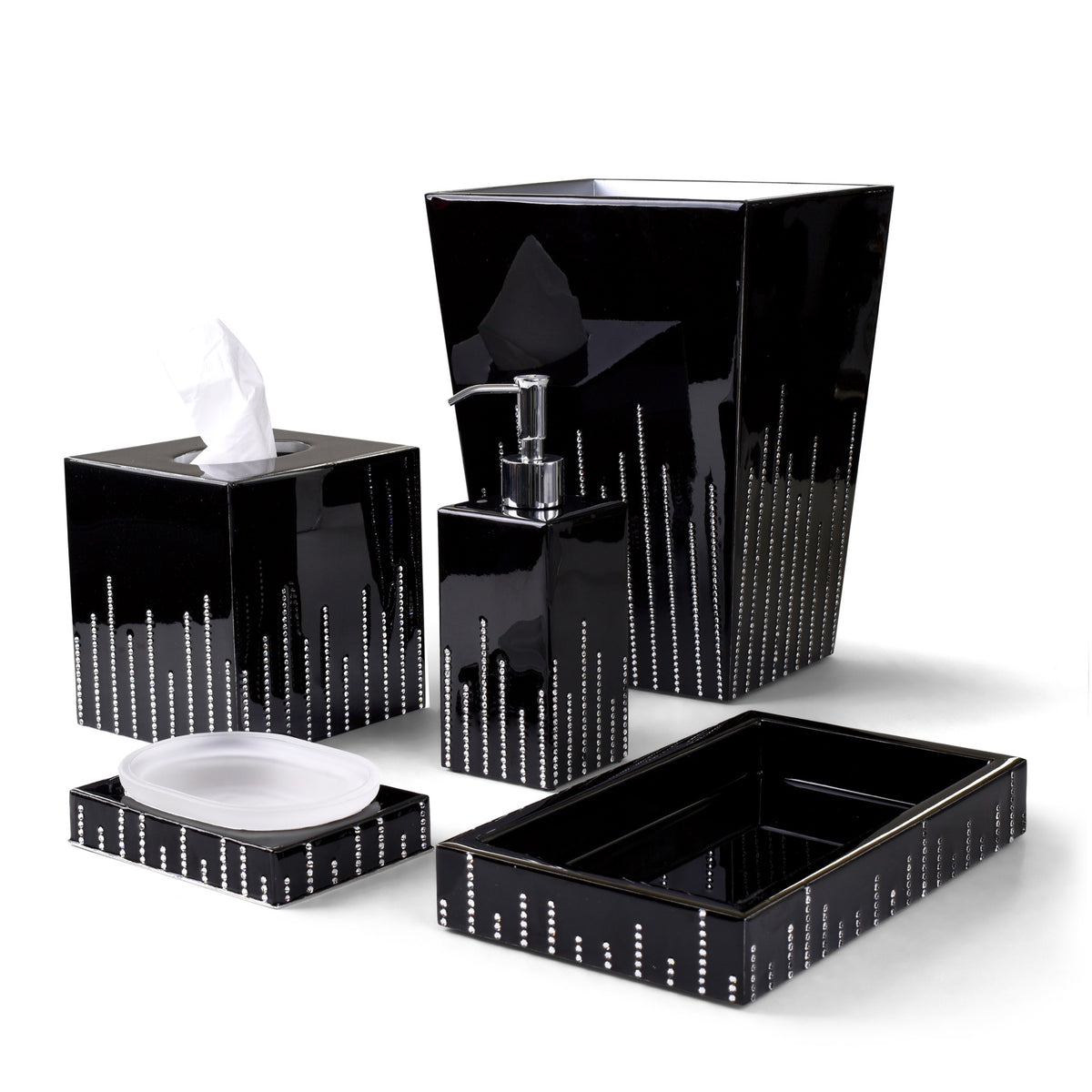 Mike and Ally Cher Bath Accessories in Black and Silver colors