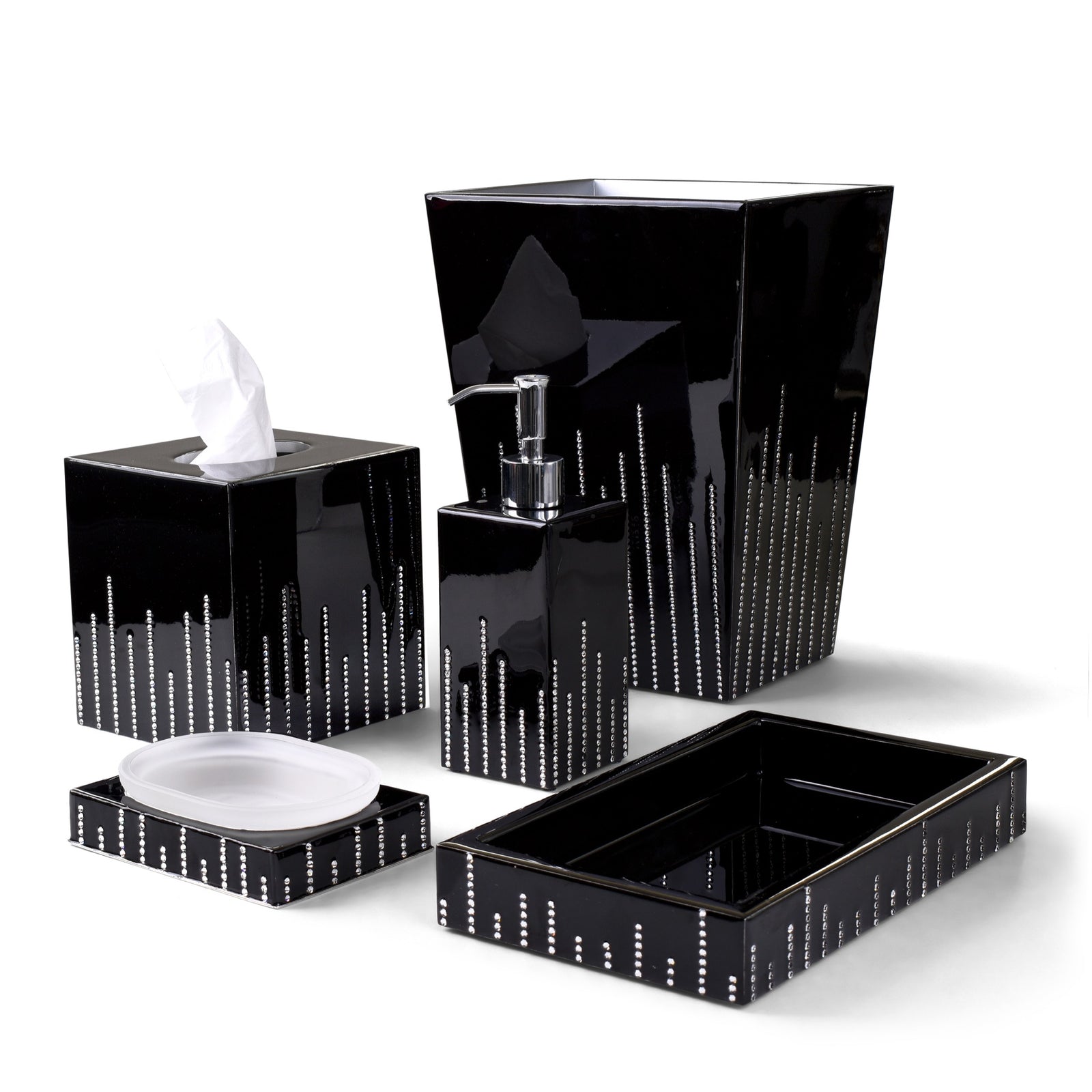 Mike and Ally Cher Bath Accessories in Black and Silver colors