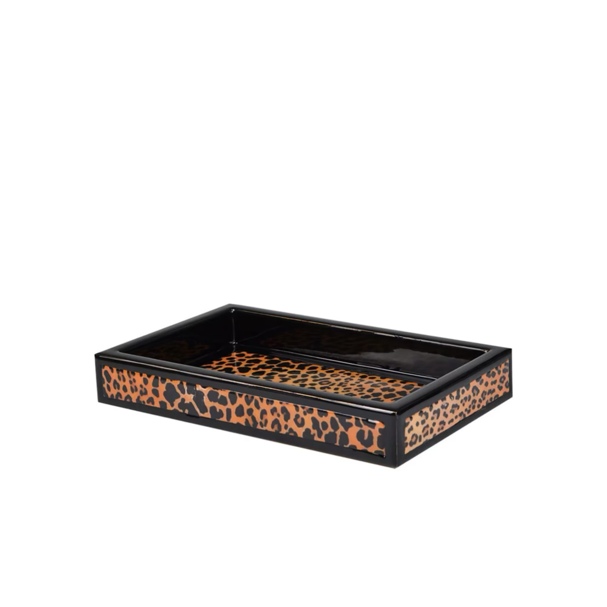 Small Tray of Mike and Ally Congo Bath Accessories in Black and Gold colors