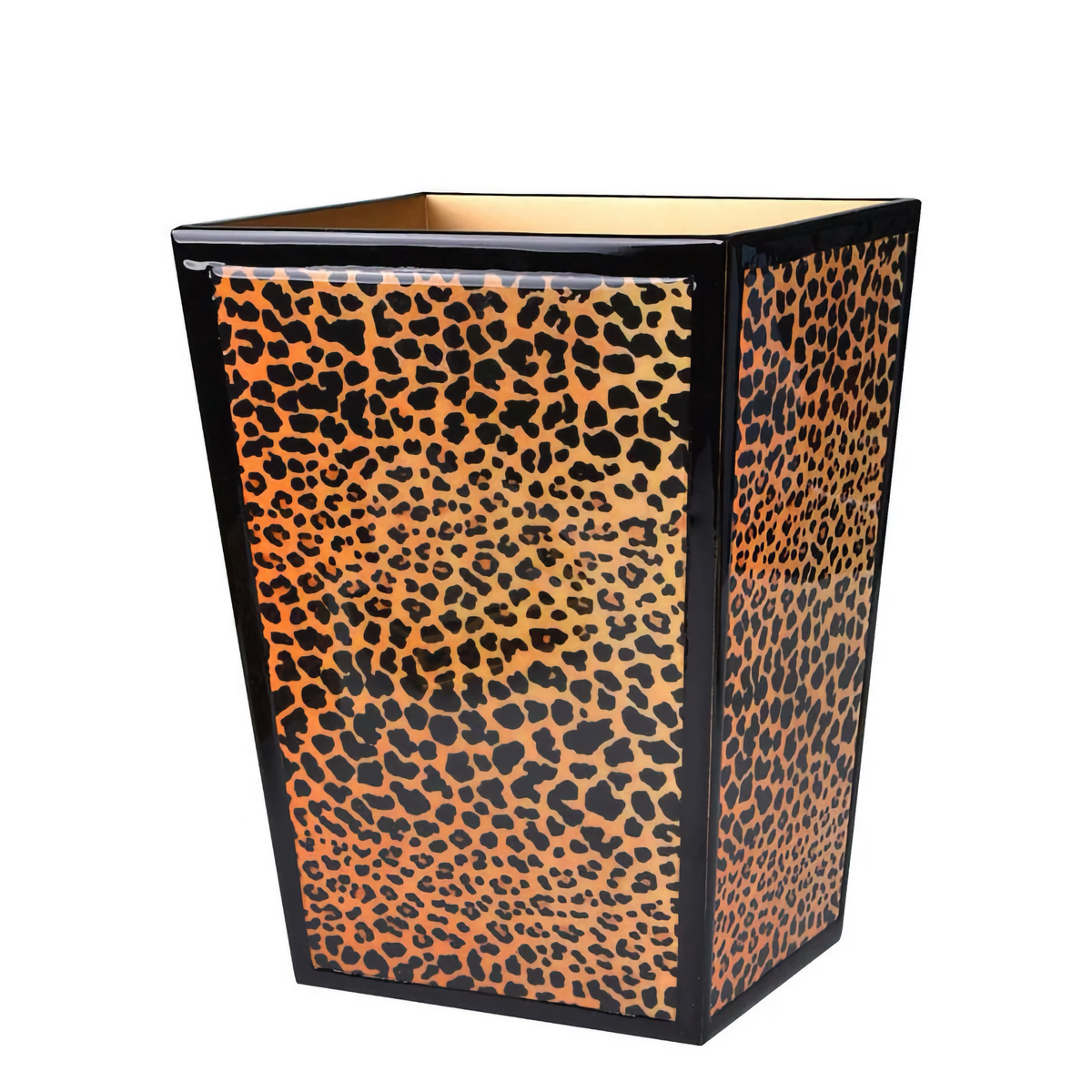 Straight Wastebasket of Mike and Ally Congo Bath Accessories in Black and Gold colors