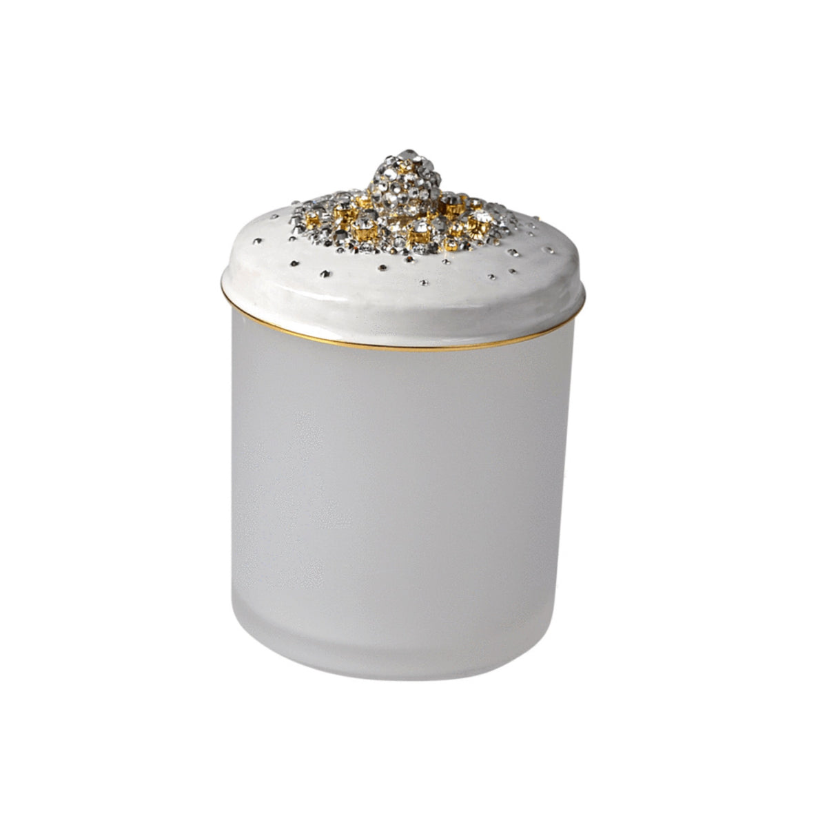 Cotton Ball Jar of Mike and Ally Duchess Bath Accessories in Pearl and Gold colors