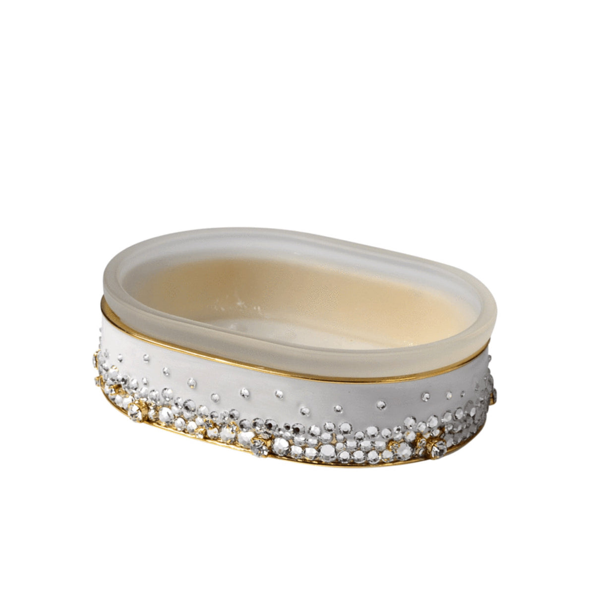 Soap Dish of Mike and Ally Duchess Bath Accessories in Pearl and Gold colors