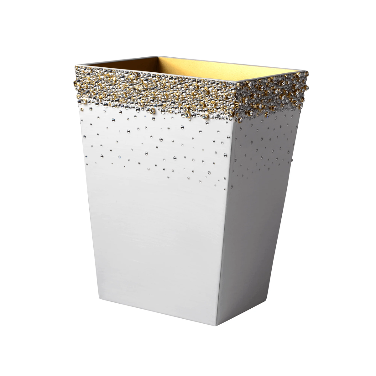 Straight Wastebasket of Mike and Ally Duchess Bath Accessories in Pearl and Gold colors