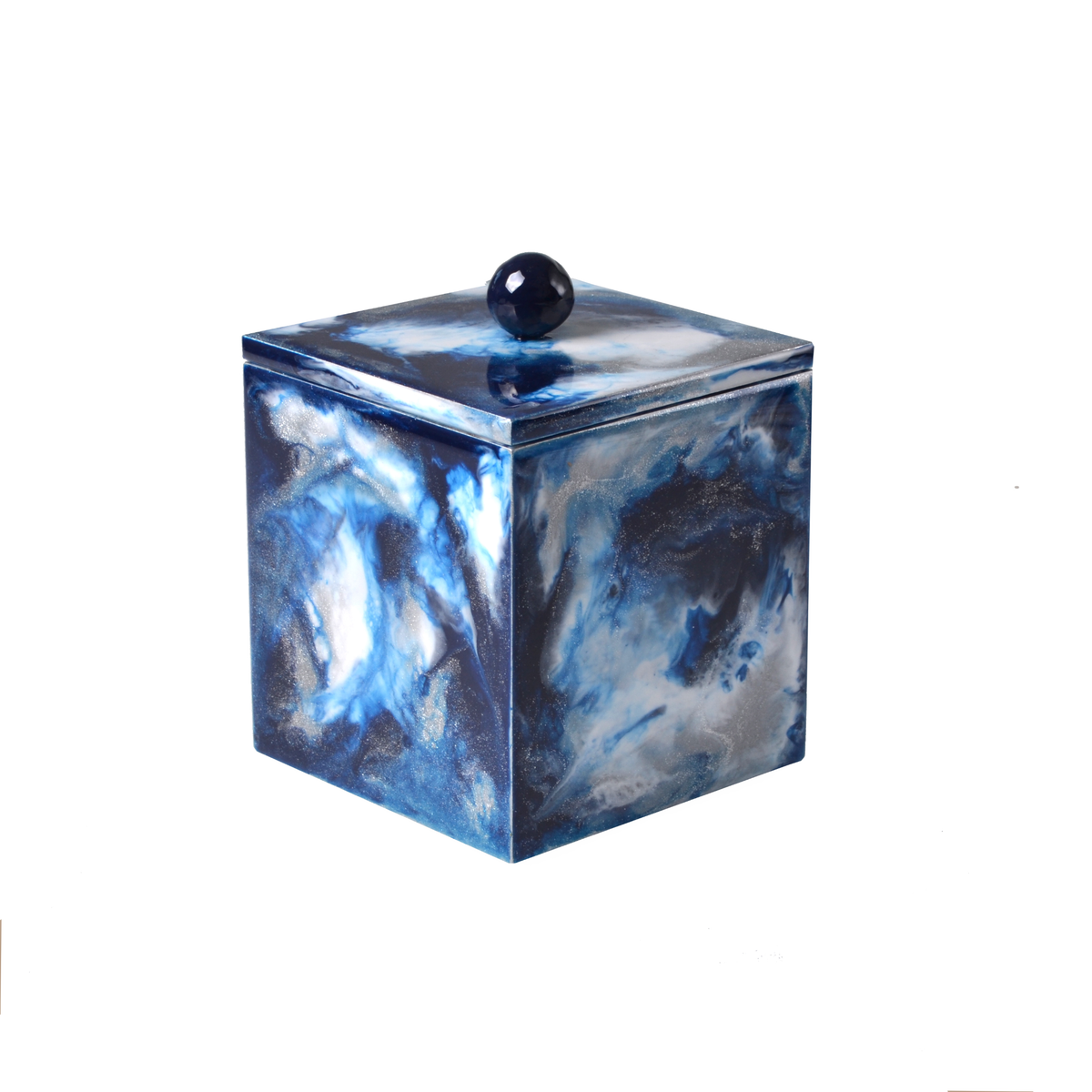 Container of Mike and Ally Elan Bath Accessories Collectioin in Blue Medley Silver Color