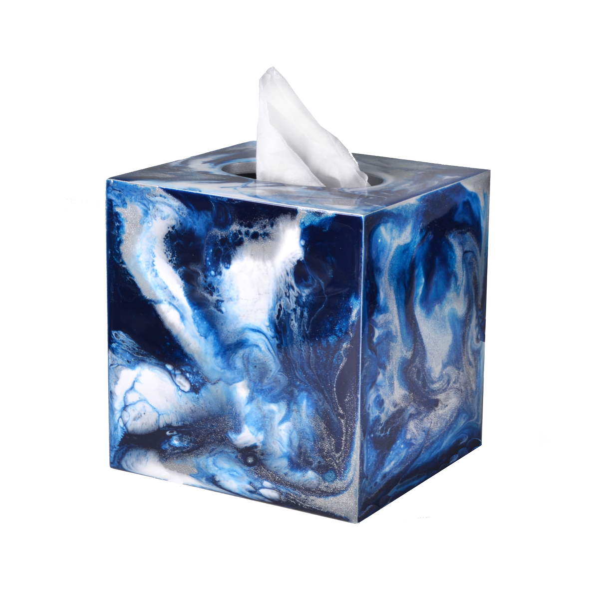 Tissue Boutique of Mike and Ally Elan Bath Accessories Collectioin in Blue Medley Silver Color