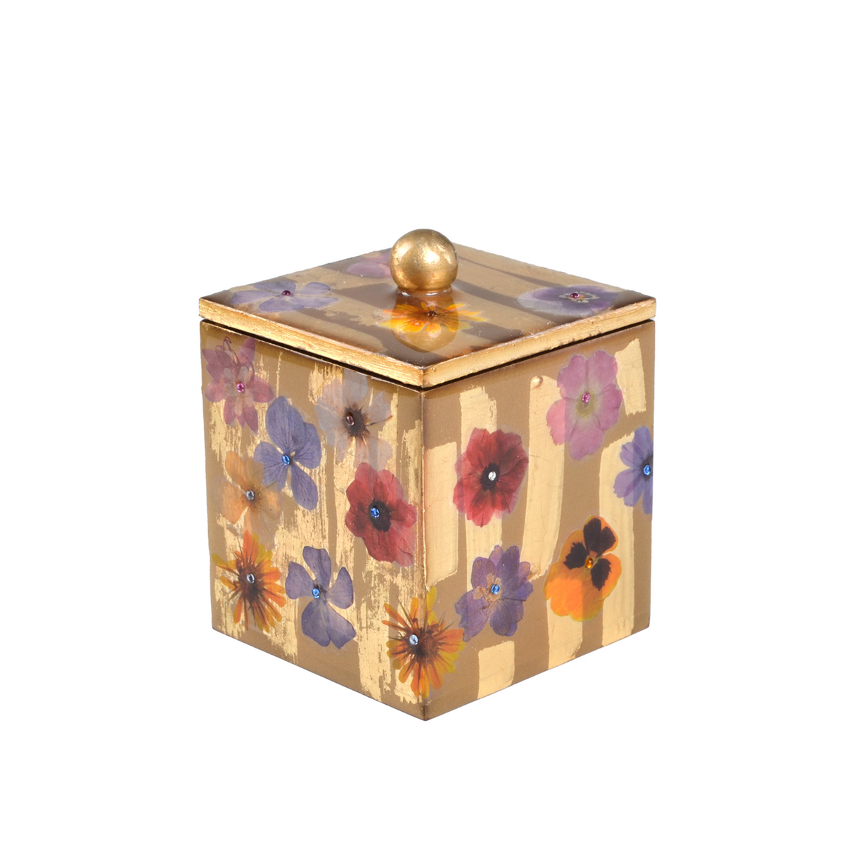 Gold Container of Mike and Ally Fléur Bath Accessories