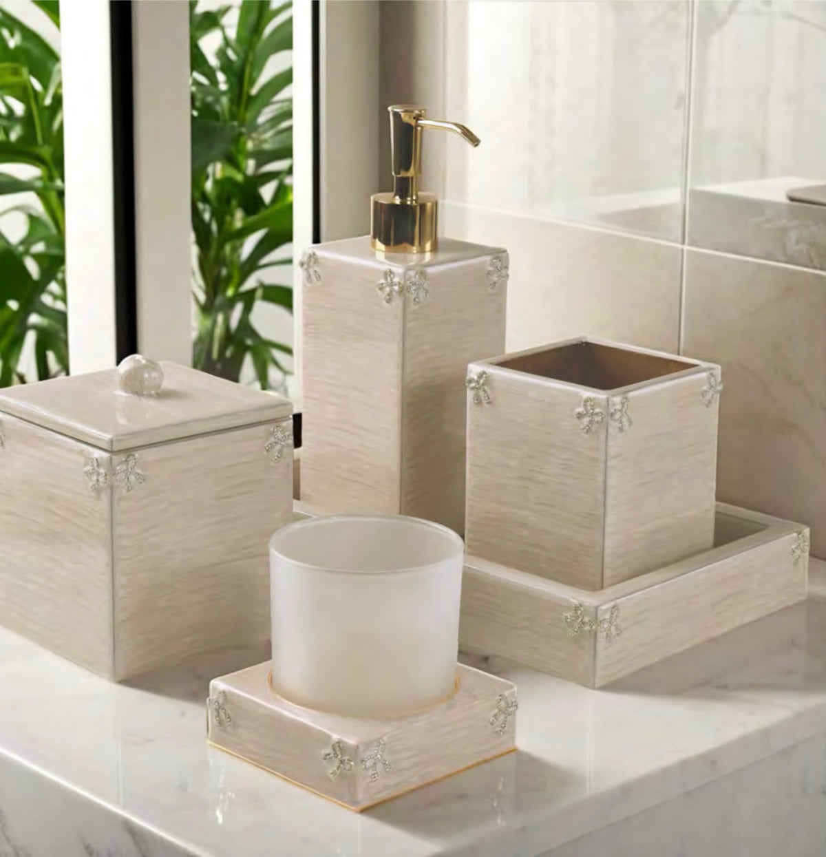 Mike and Ally Lola Bath Accessories in Moonglow and Gold colors