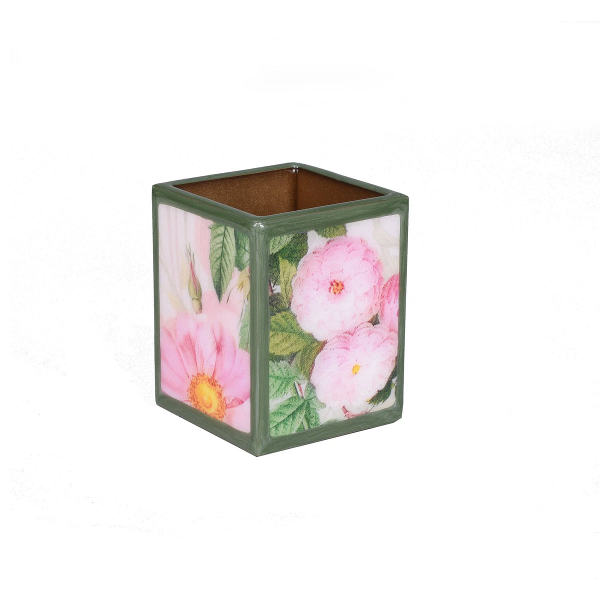 A square makeup brush holder of Mike and Ally Paperwerks Bath Accessories Farmhouse Collection