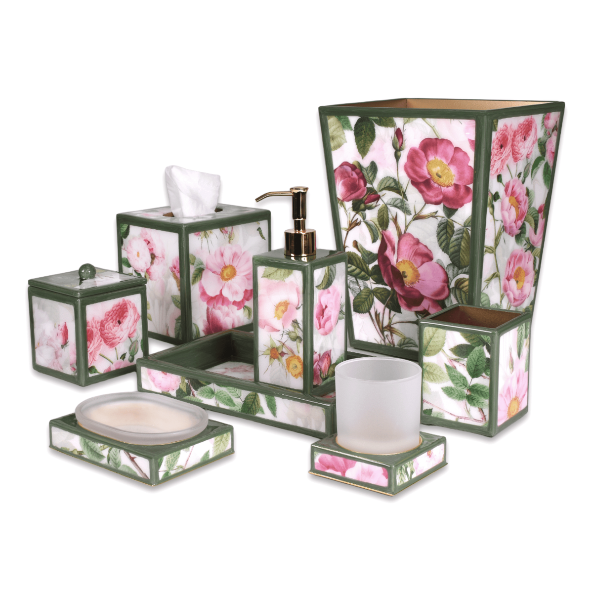 A set of handcrafted Mike and Ally Paperwerks Bath Accessories Farmhouse Collection