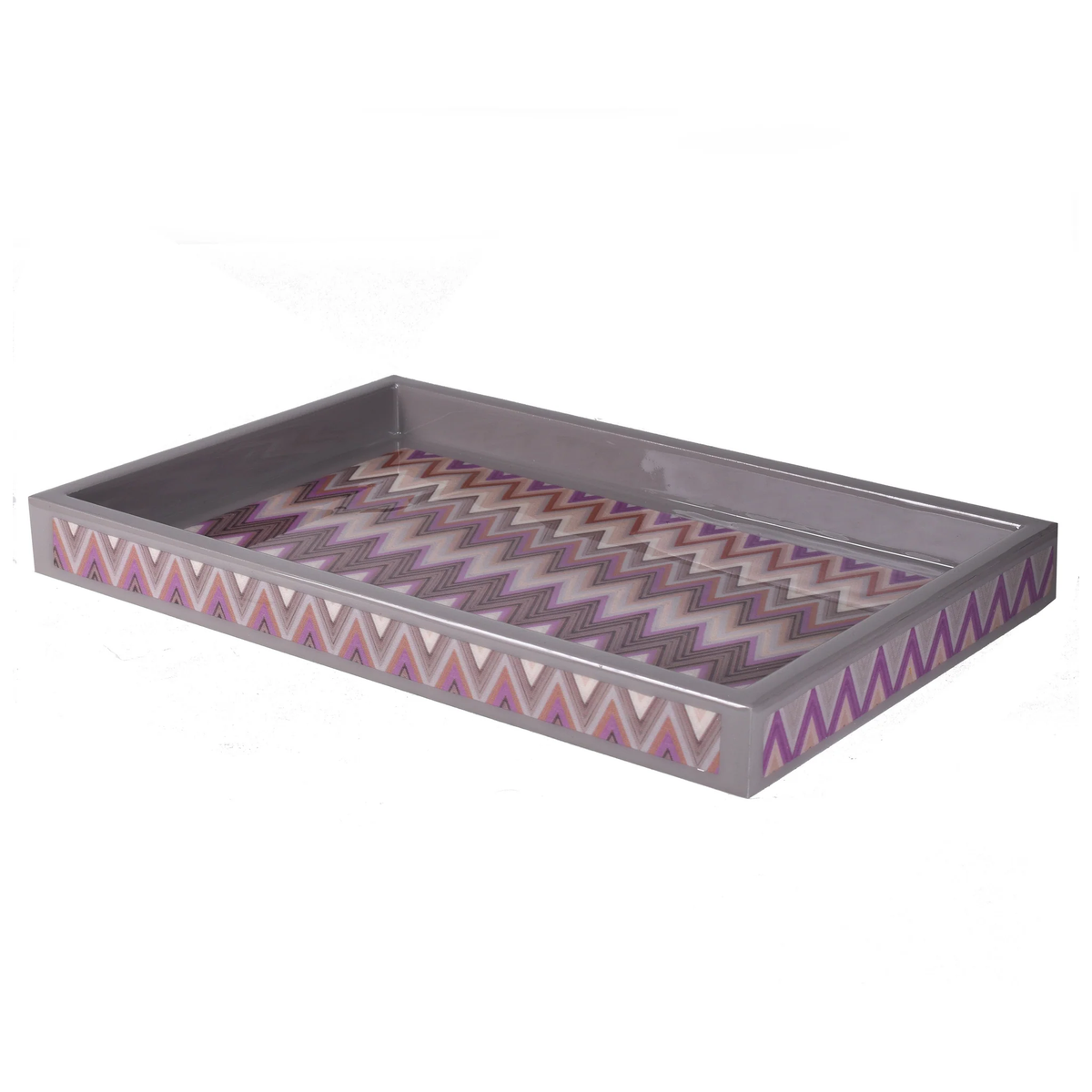 Medium rectangular tray of Mike and Ally Paperwerks Bath Accessories Zigzag Collection