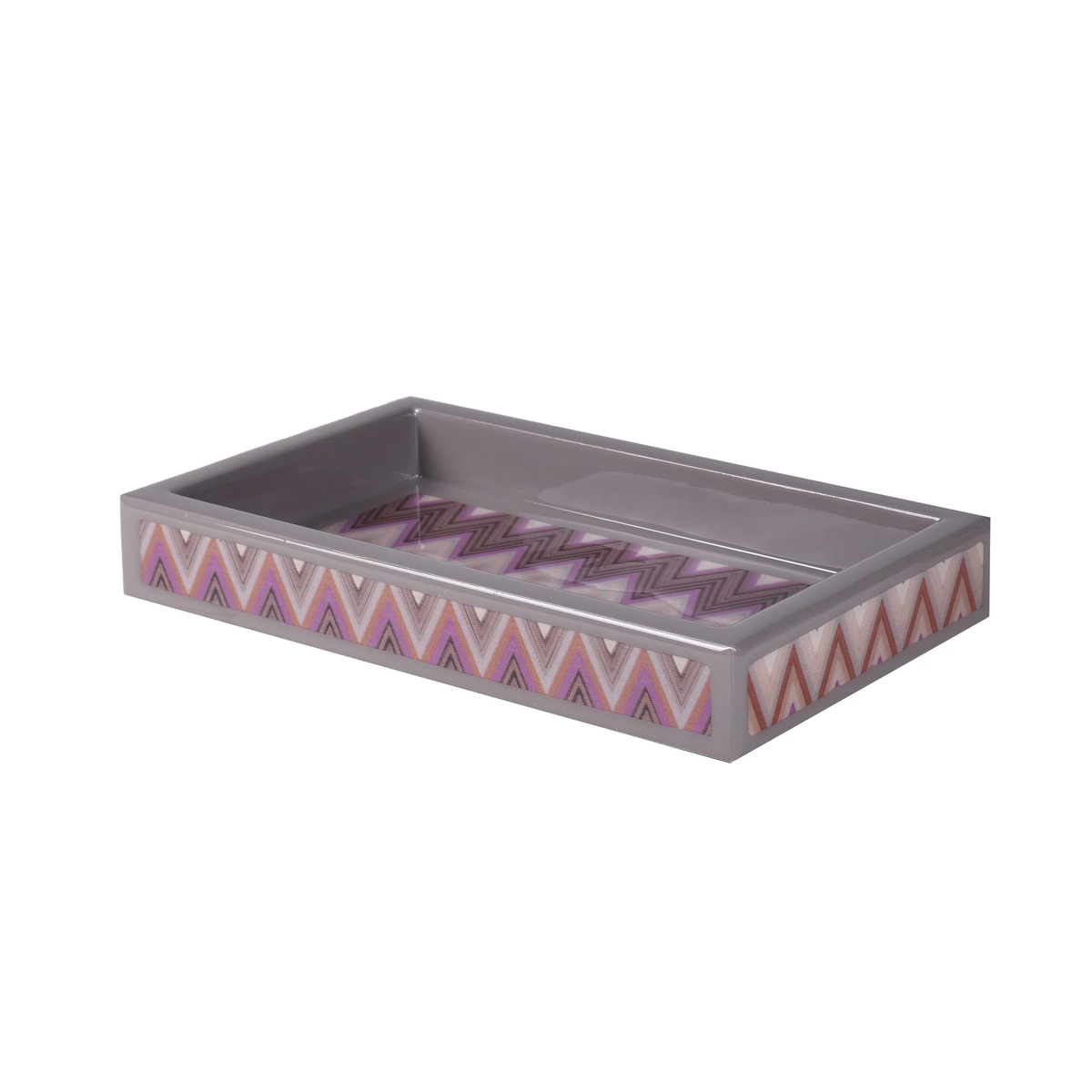 Small rectangular tray of Mike and Ally Paperwerks Bath Accessories Zigzag Collection