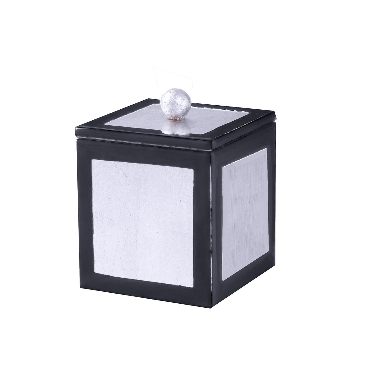 Container of Mike and Ally Savoy Bath Accessories in Black and Silver Leaf