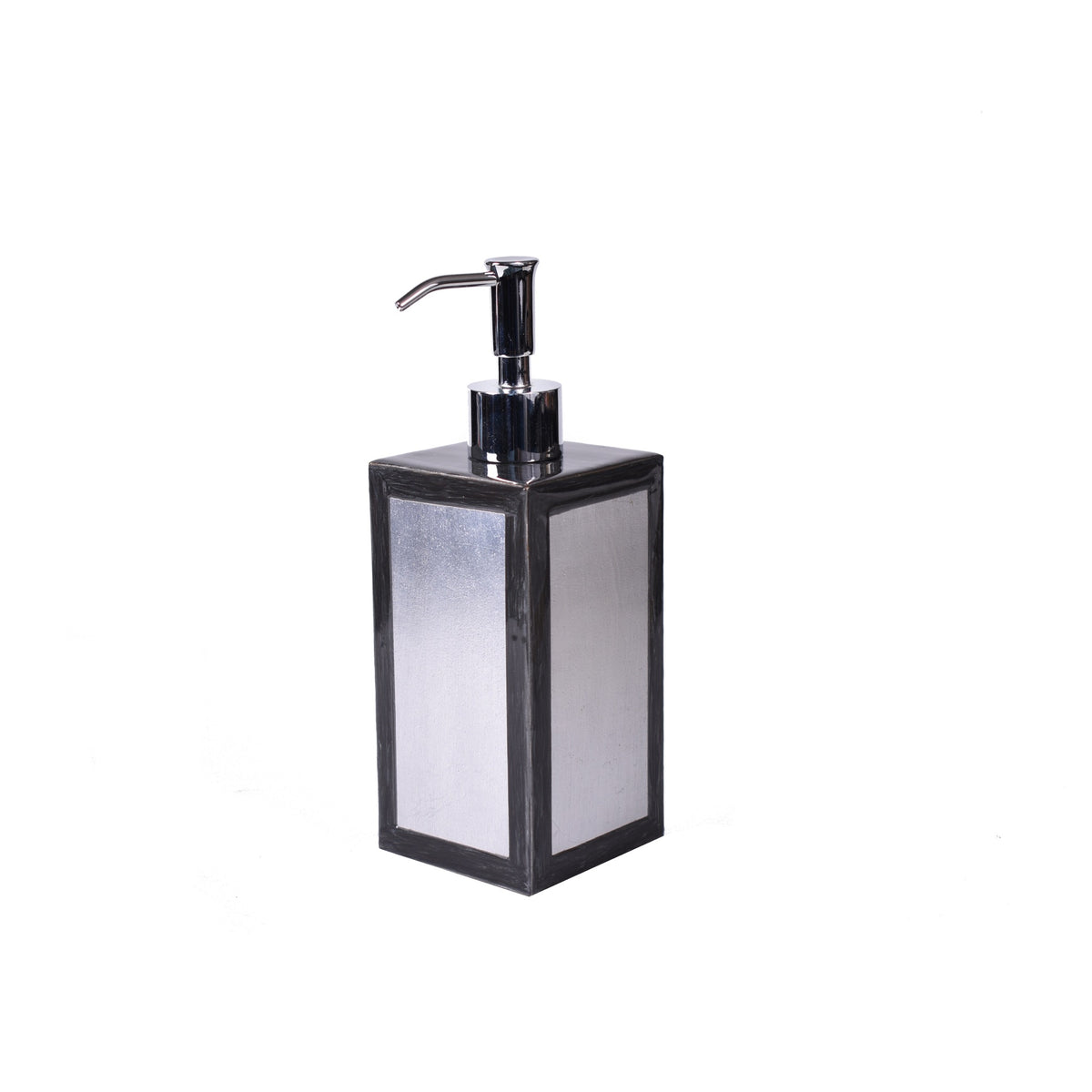 Lotion Pump of Mike and Ally Savoy Bath Accessories in Black and Silver Leaf