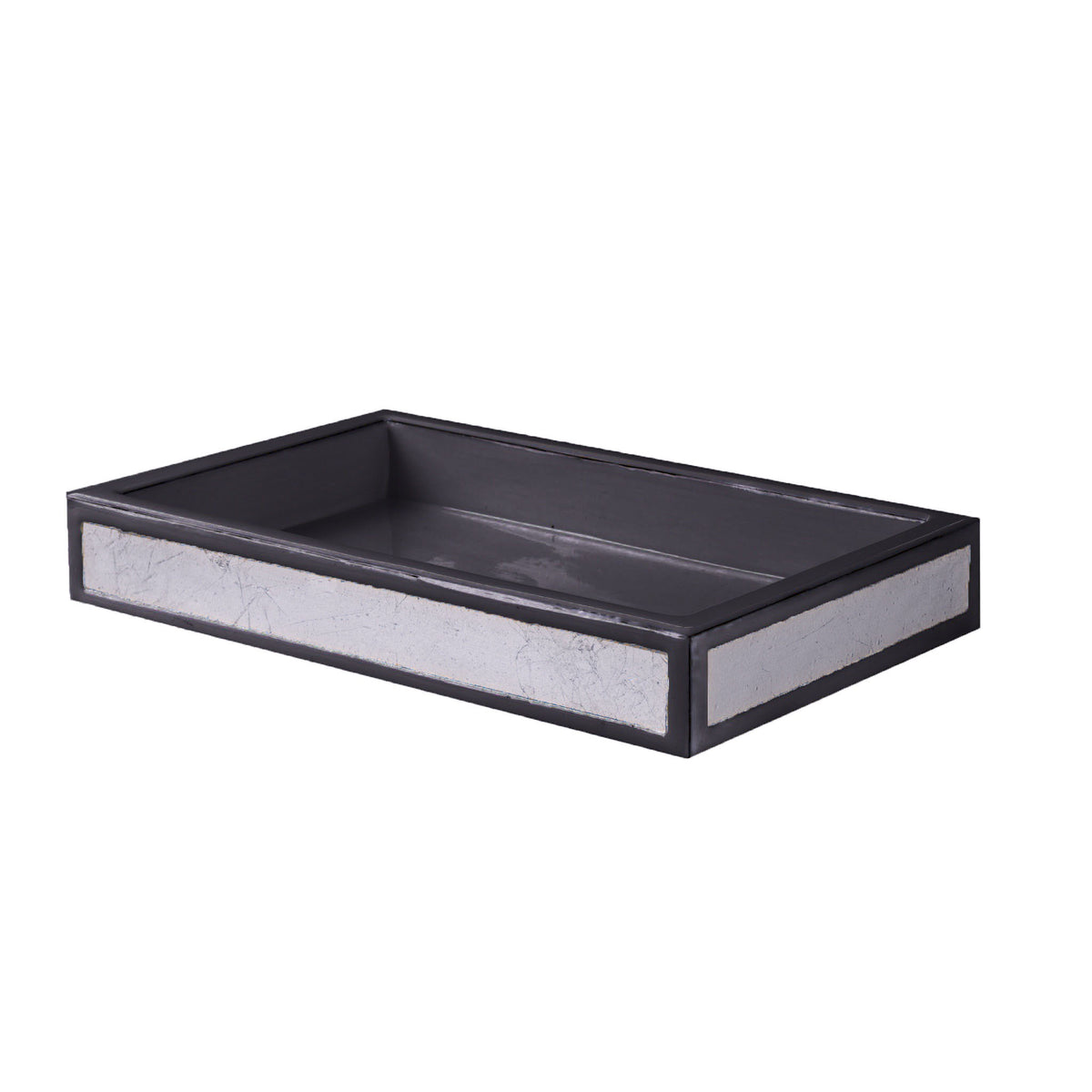 Tray of Mike and Ally Savoy Bath Accessories in Black and Silver Leaf