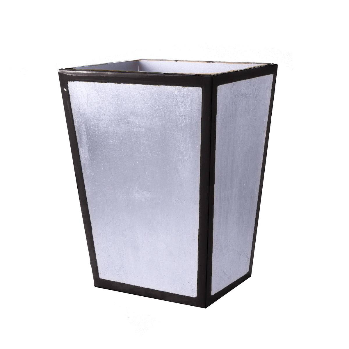 Wastebasket of Mike and Ally Savoy Bath Accessories in Black and Silver Leaf
