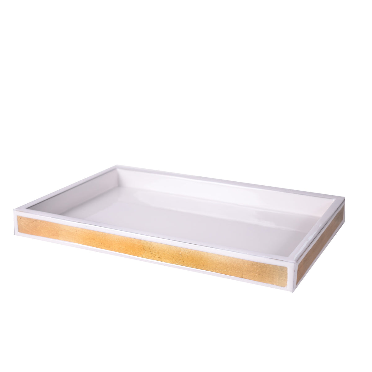 Vanity Tray of Mike and Ally Savoy Bath Accessories in Pearl and Gold Leaf