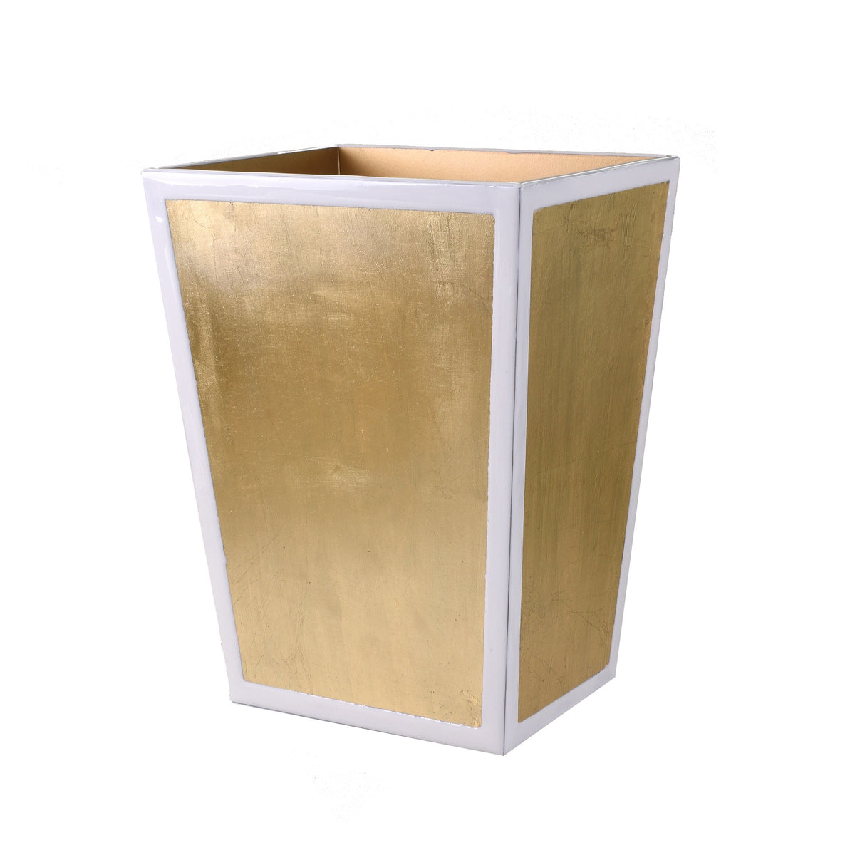 Wastebasket of Mike and Ally Savoy Bath Accessories in Pearl and Gold Leaf