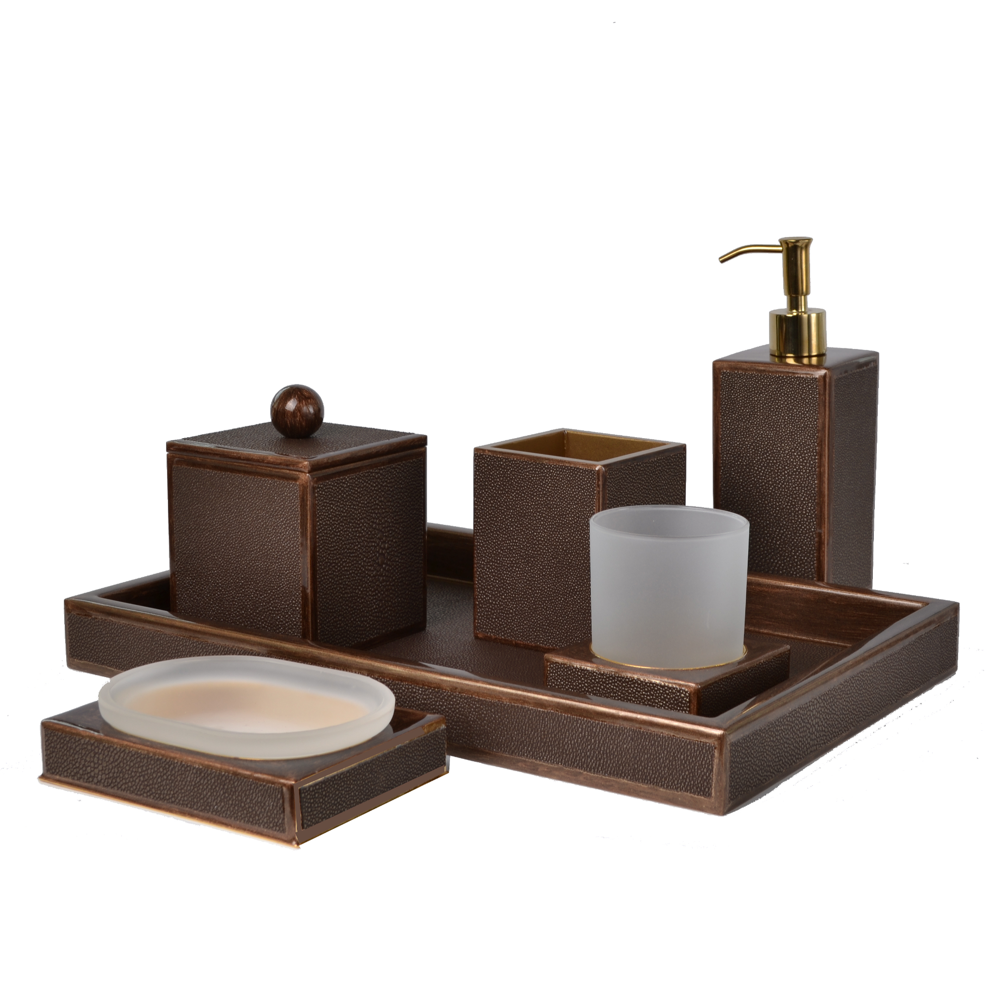 Mike and Ally Shagreen Bath Accessories in Bronze