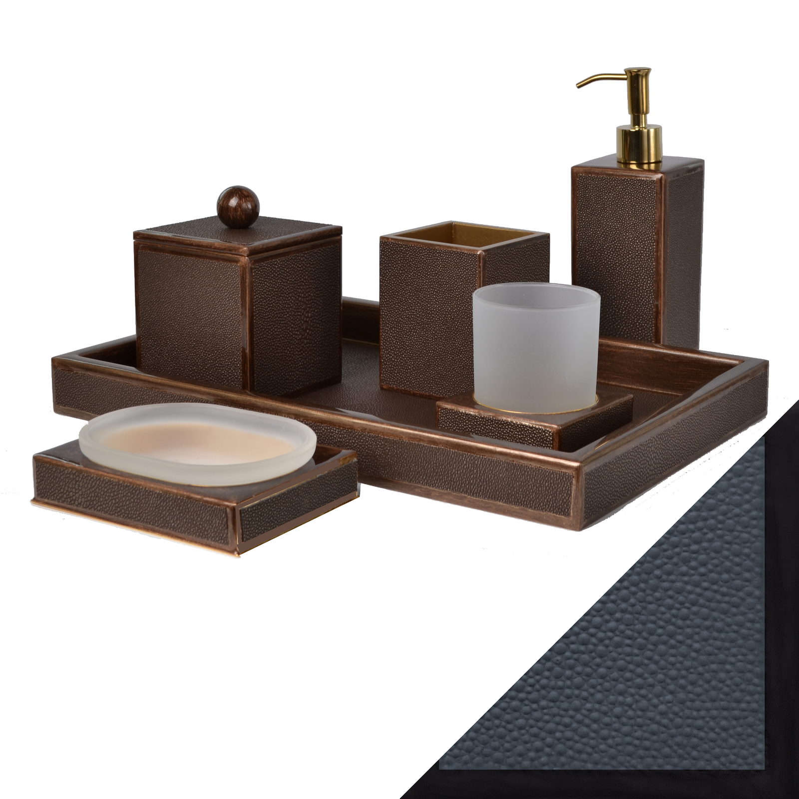 Mike and Ally Shagreen Bath Accessories in Black 