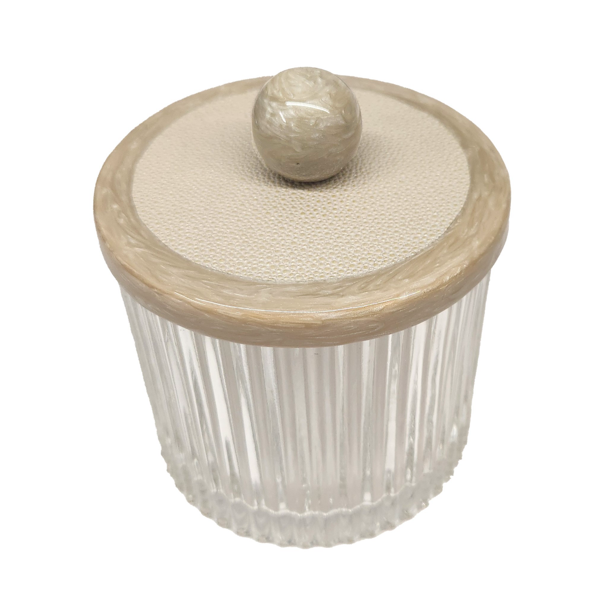 Container of Mike and Ally Shagreen Bath Accessories in Putty