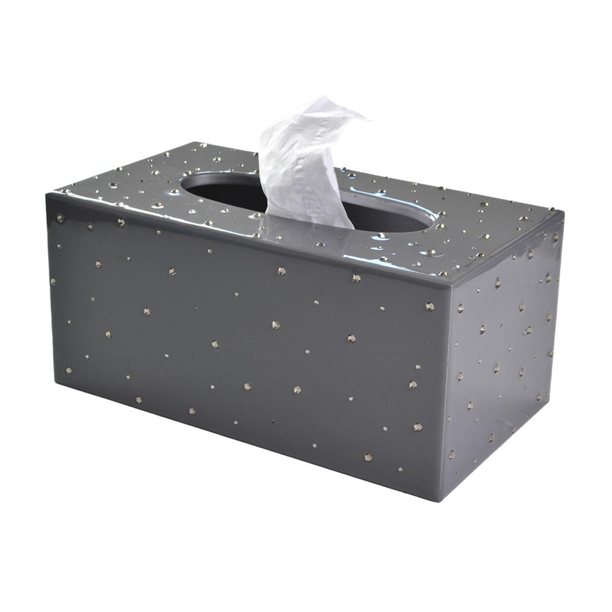 Long Tissue Holder of Mike and Ally Stardust Bath Accessories in Glossy Charcoal