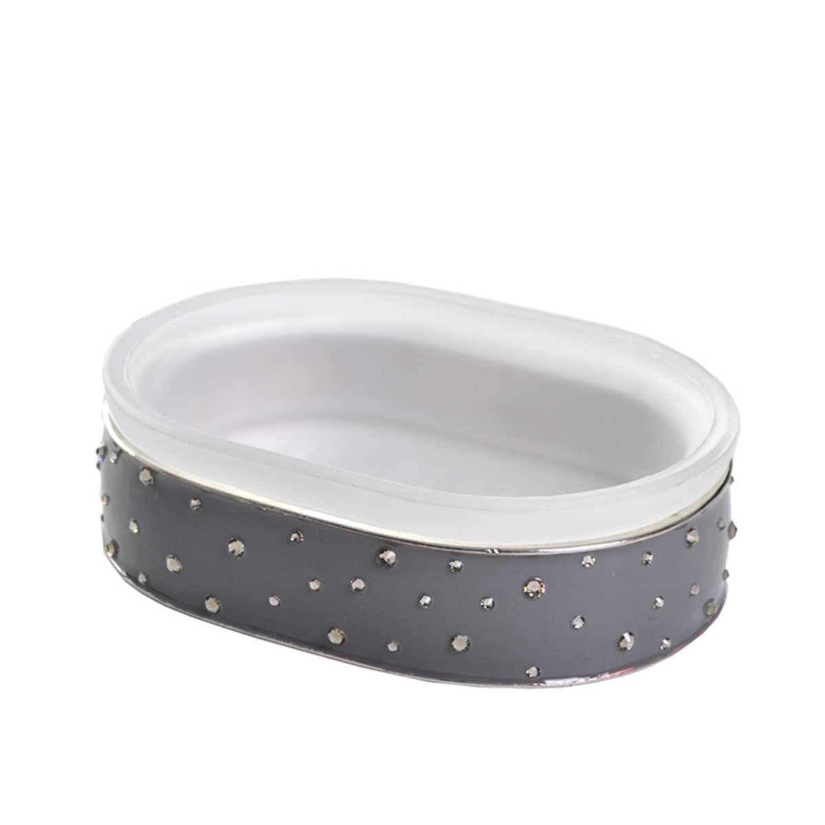 Oval Soap Dish of Mike and Ally Stardust Bath Accessories in Glossy Charcoal