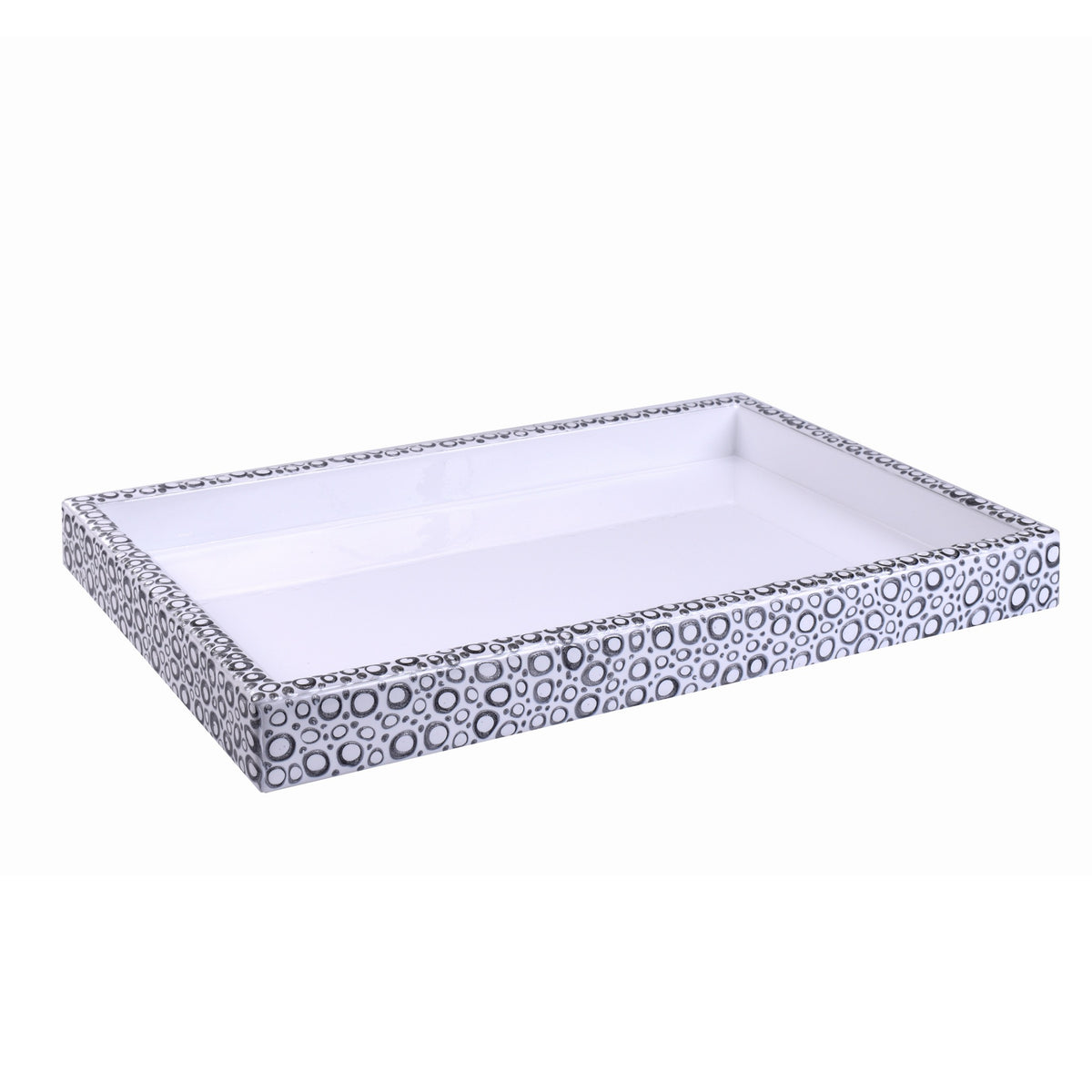 Large Vanity Tray of Mike and Ally Texel Bath Accessories in Wintersky and Silver colors