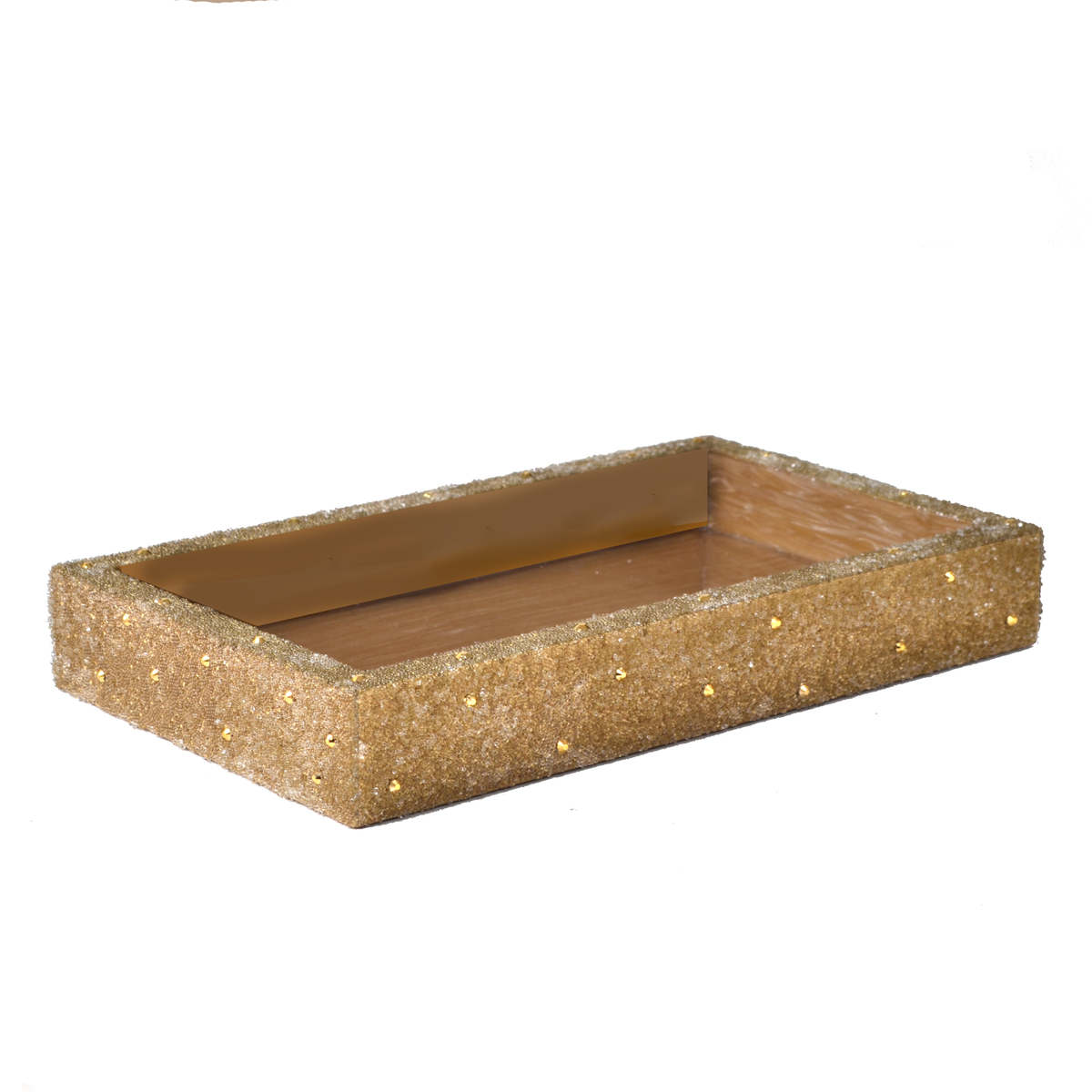 Tray of Mike and Ally Valletta Bath Accessories in Gold Color
