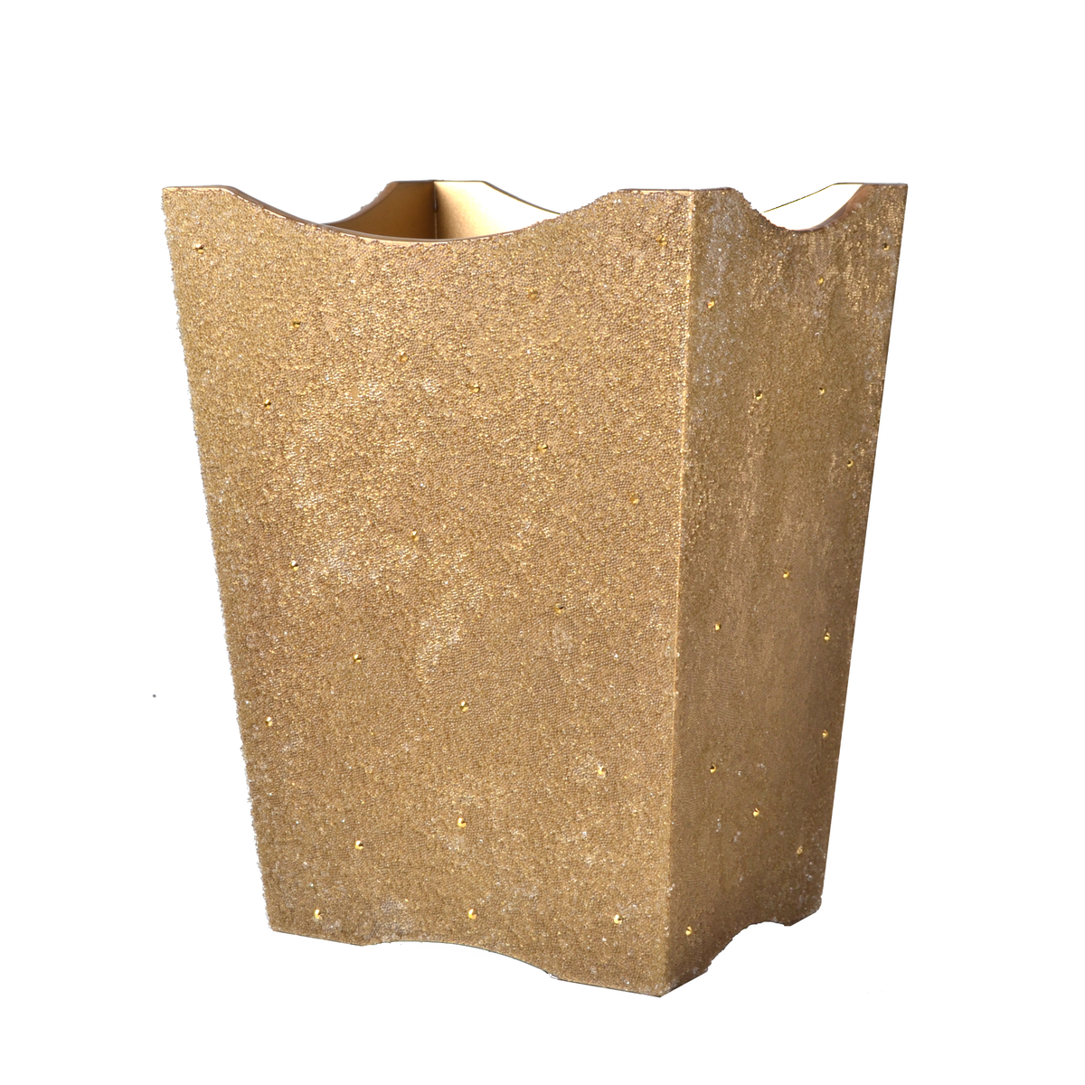Wastebasket of Mike and Ally Valletta Bath Accessories in Gold Color