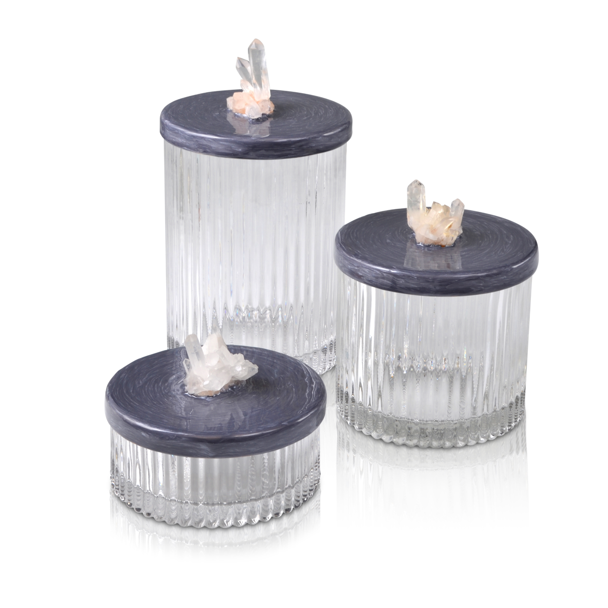 Mike and Ally Vanity Jars Set with Cluster Embellishment on Lids