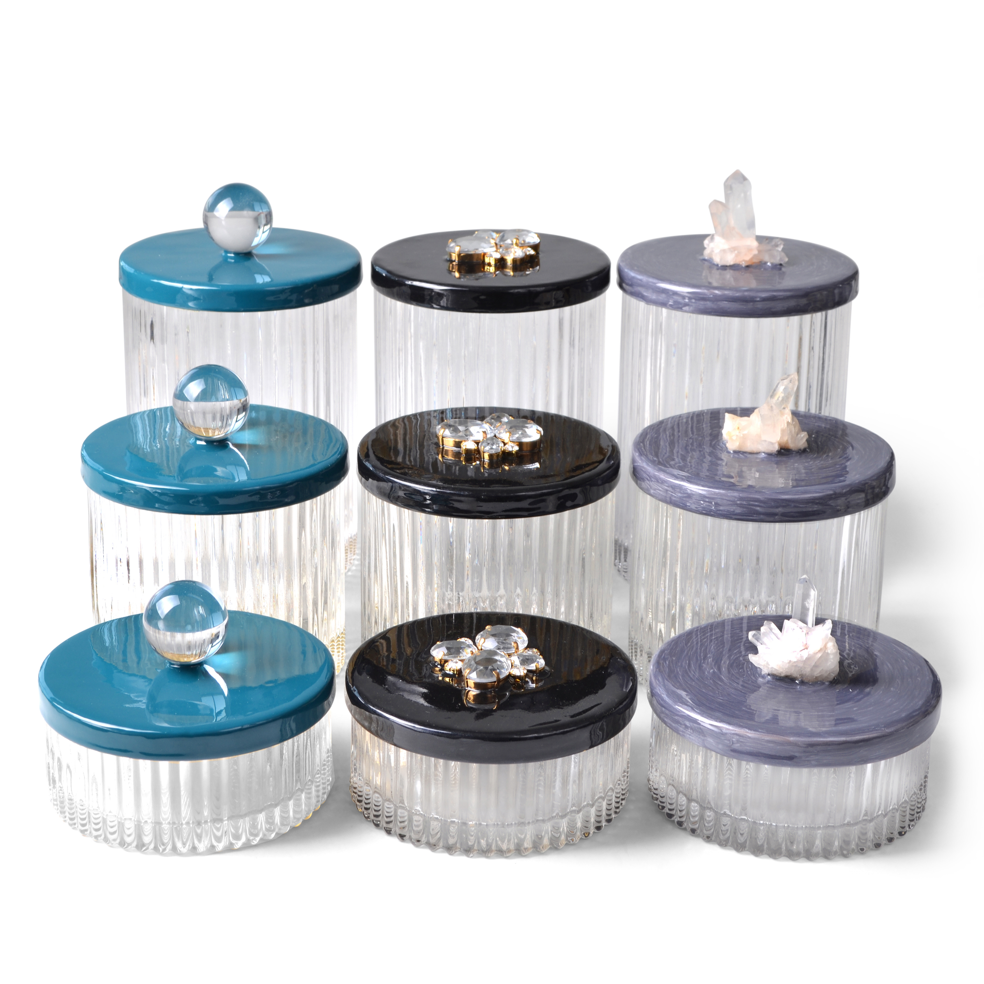 3 Sets of Mike and Ally Vanity Jars in Different Colors