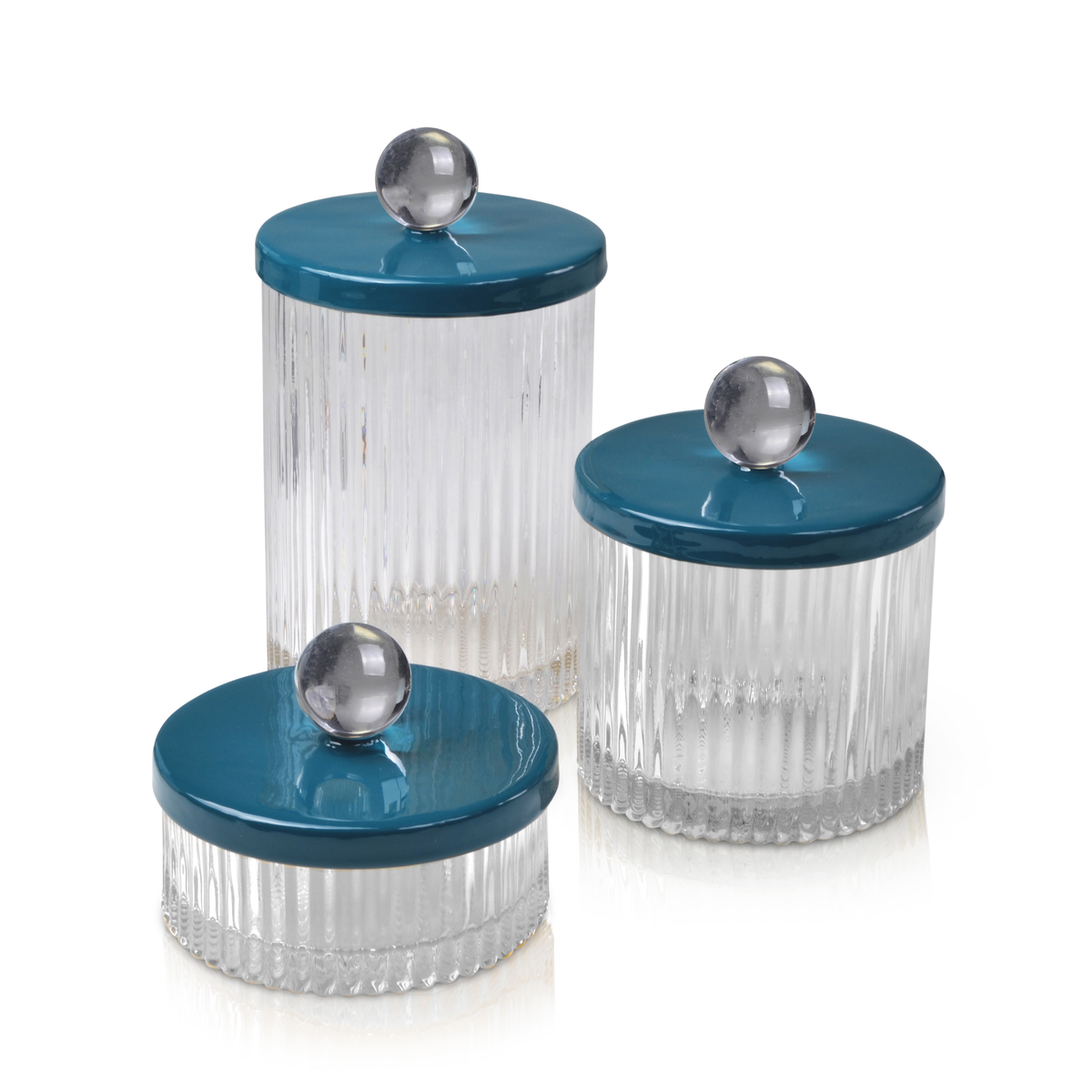Mike and Ally Vanity Jars Set with Sphere Embellishment on Lids