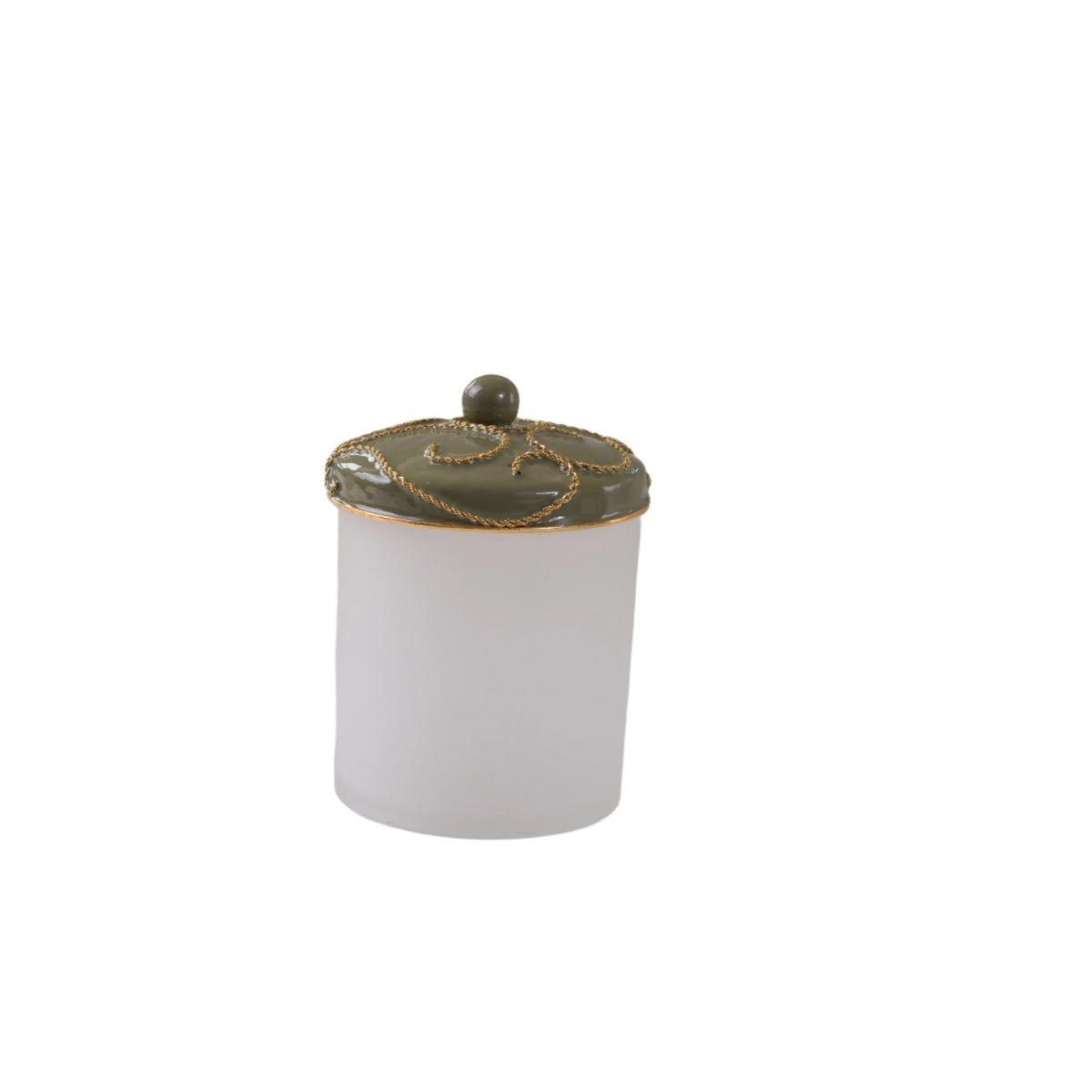 Cotton Jar of Mike and Ally Ventus Bath Accessories in Bayleaf and Gold colors