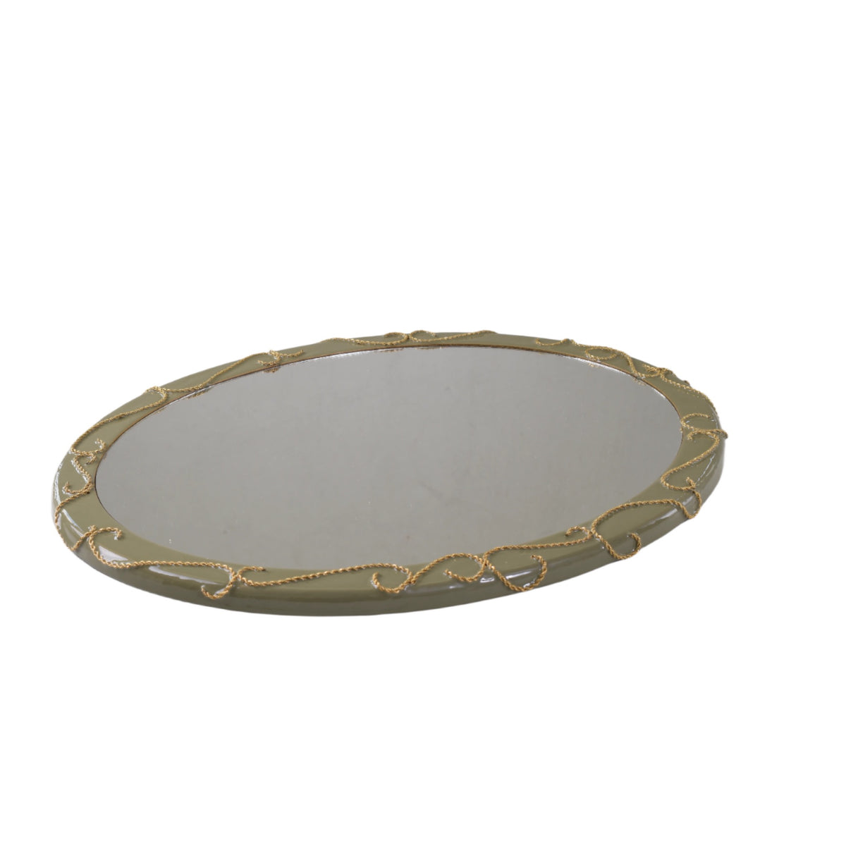 Oval Tray of Mike and Ally Ventus Bath Accessories in Bayleaf and Gold colors