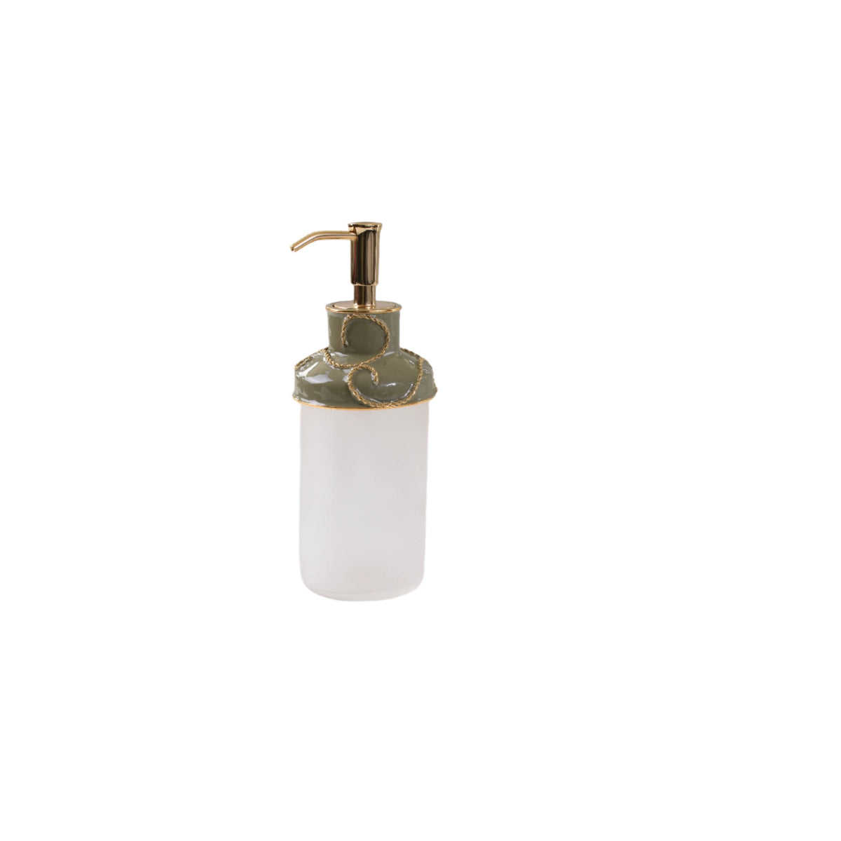 Round Pump of Mike and Ally Ventus Bath Accessories in Bayleaf and Gold colors
