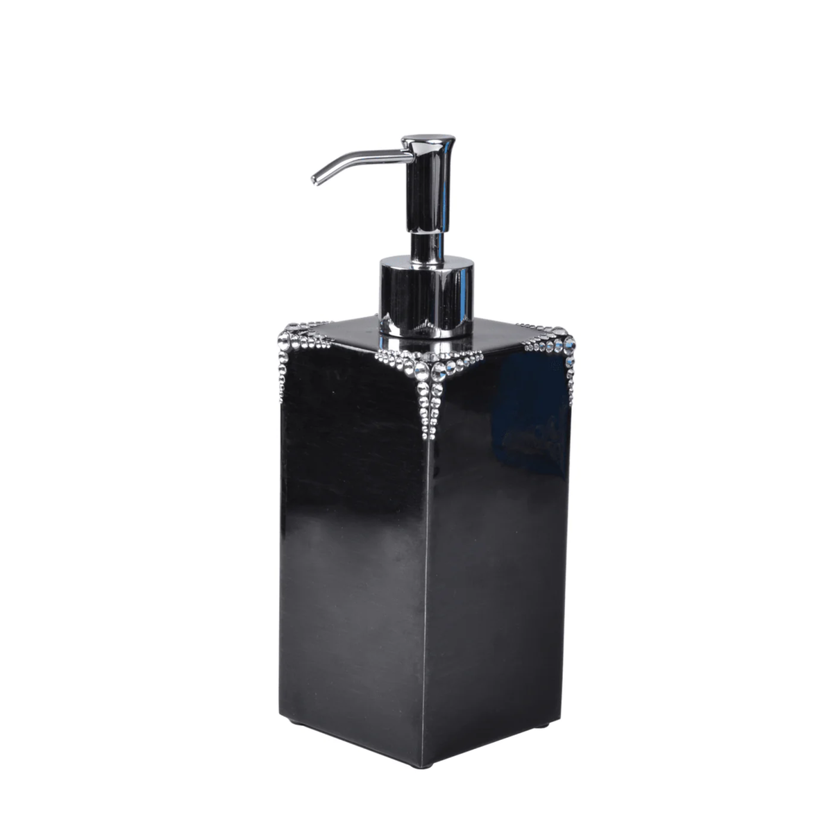 Box Pump of Mike and Ally Waltz Bath Accessories in Ebony and Silver colors
