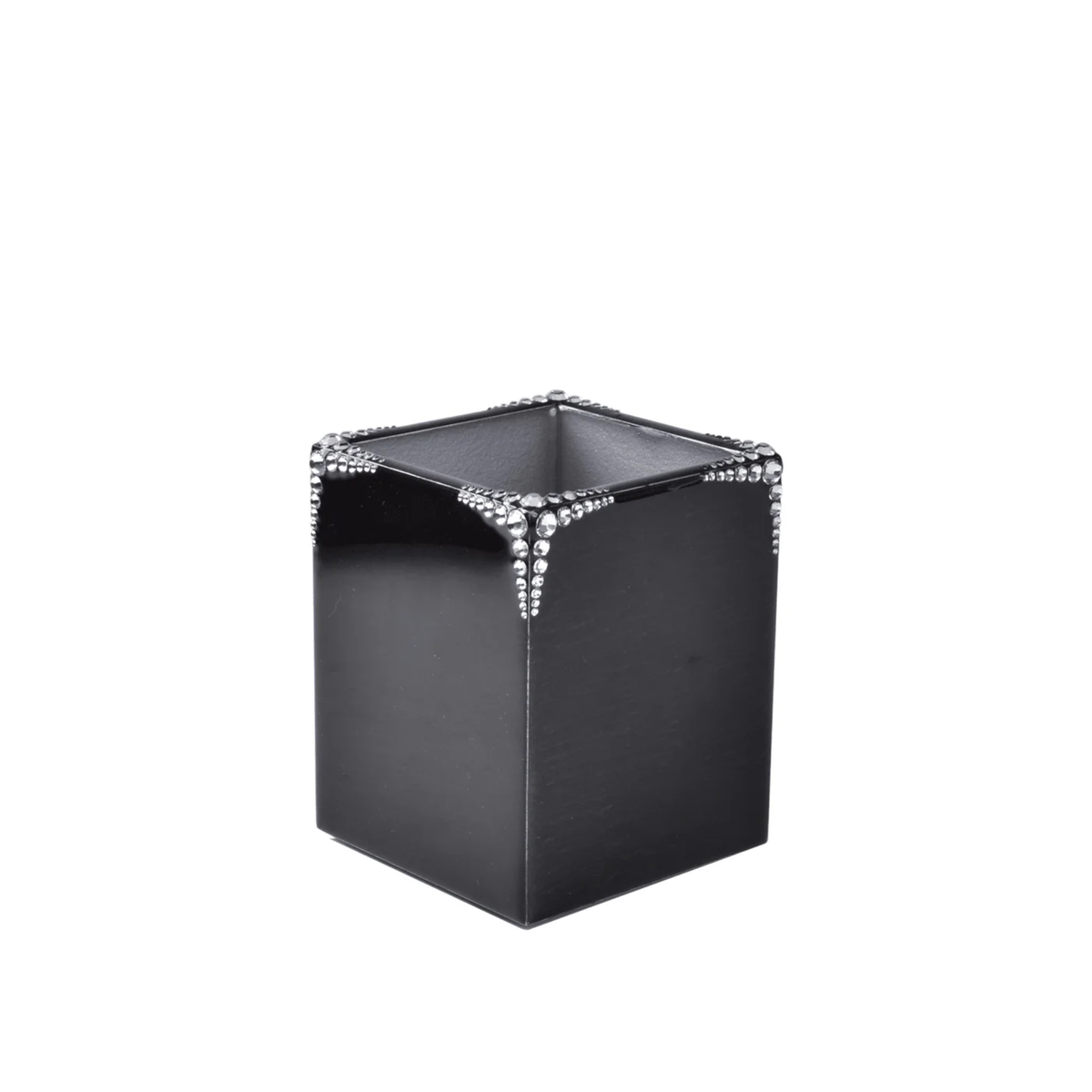 Brush Cup of Mike and Ally Waltz Bath Accessories in Ebony and Silver colors