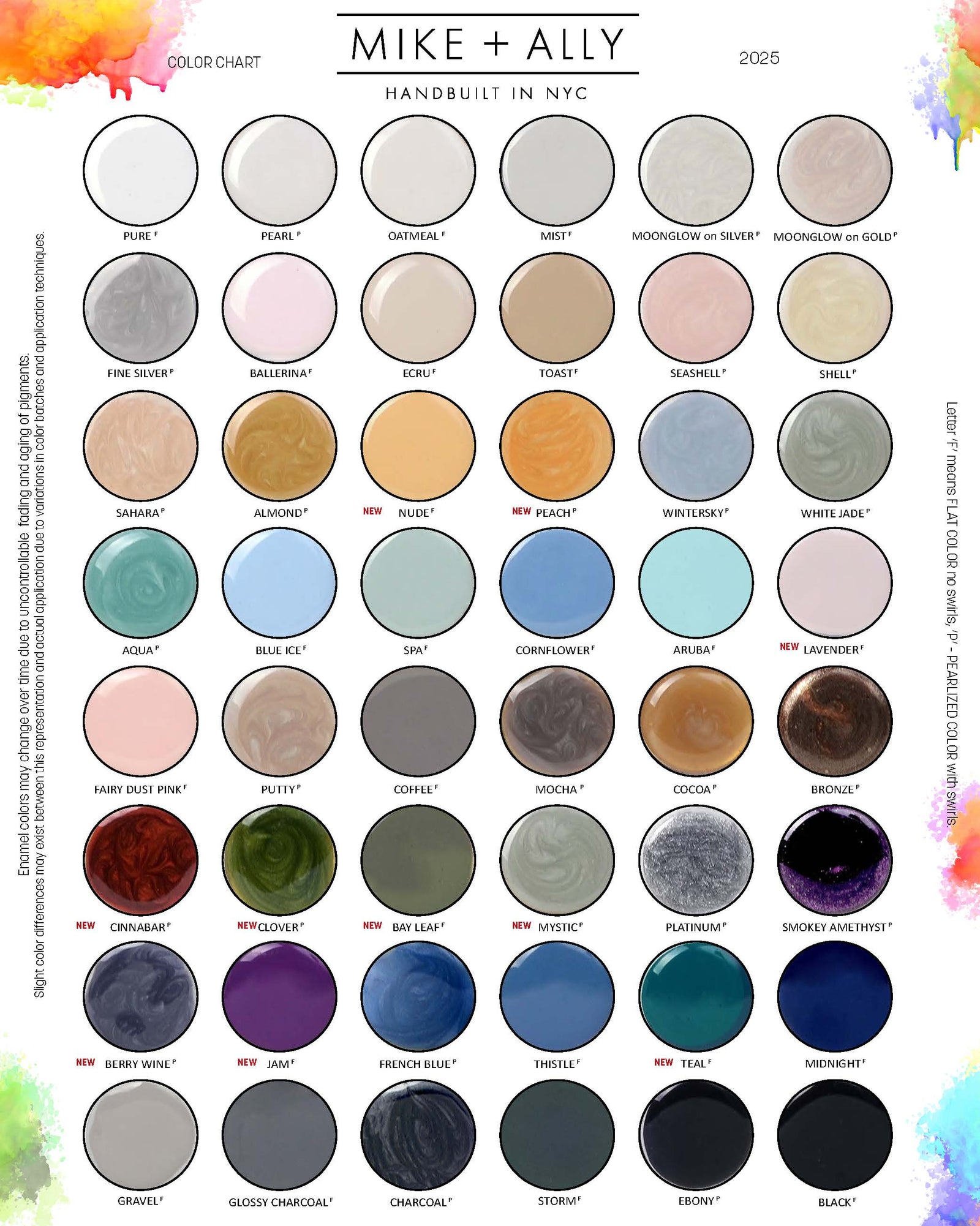 Mike And Ally Enamel Color Chart for 2025