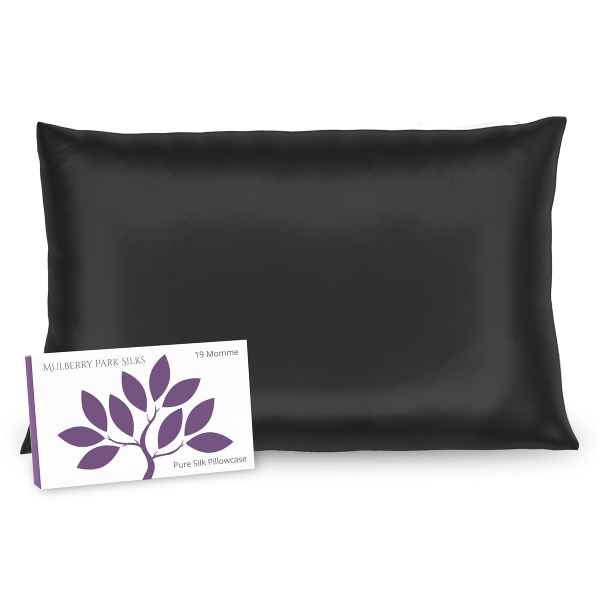 Hidden Zipper of Mulberry Park Silks Deluxe 19 Momme Pure Silk Pillowcase in Black Color