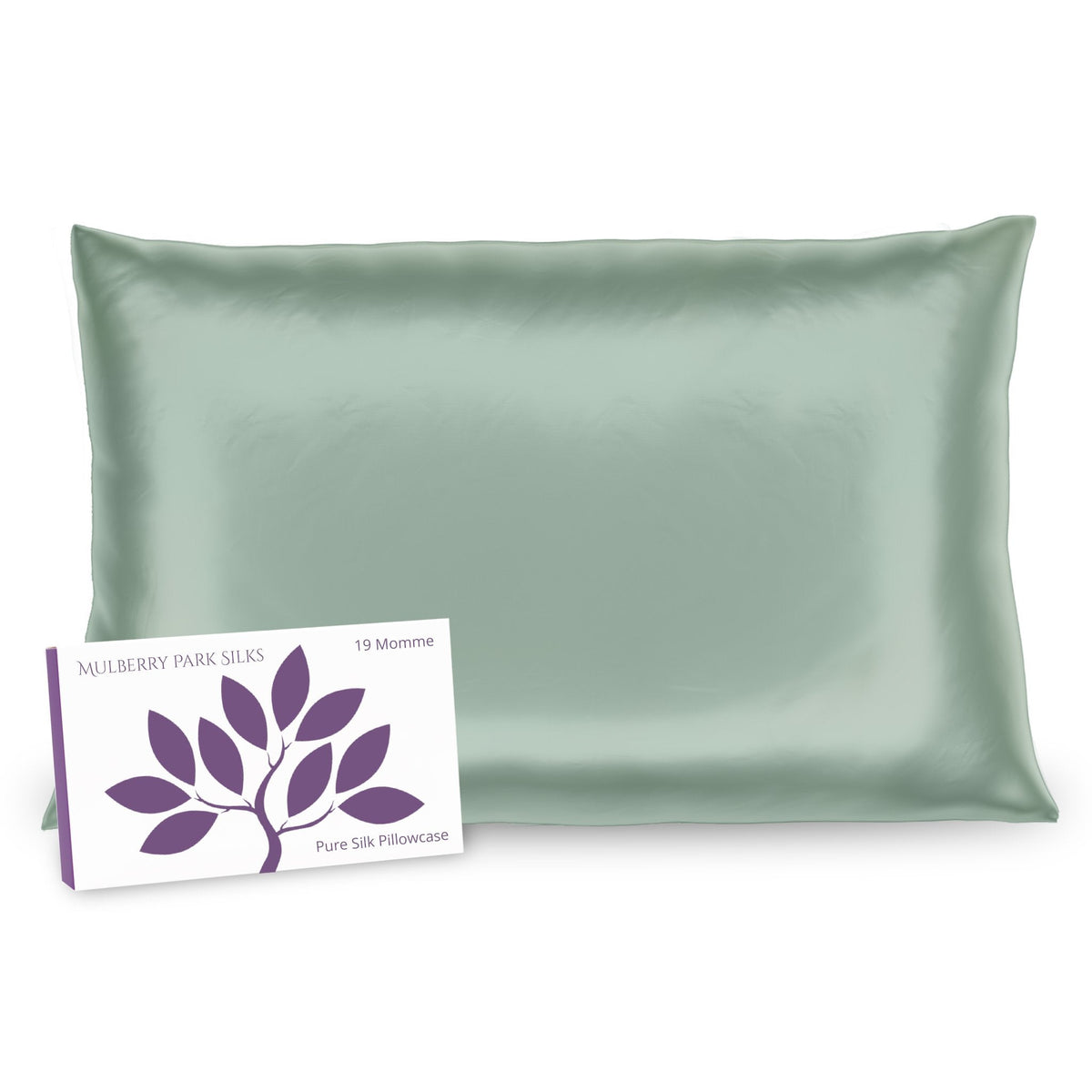 Hidden Zipper of Mulberry Park Silks Deluxe 19 Momme Pure Silk Pillowcase in Green Color