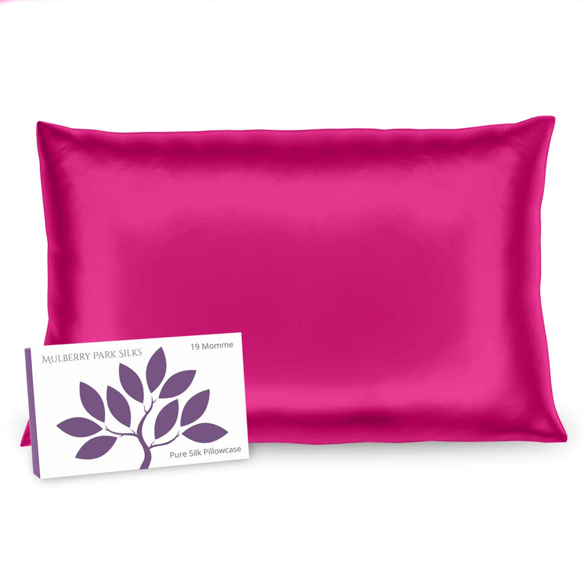 Mulberry Park Silks Deluxe 19 Momme Pure Silk Pillowcase in Magenta Color with Box