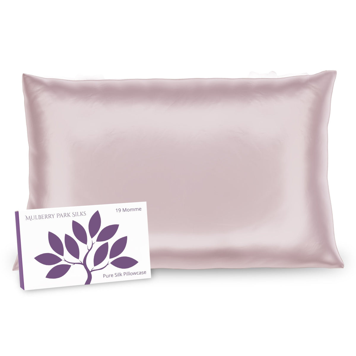 Mulberry Park Silks Deluxe 19 Momme Pure Silk Pillowcase in Pink Color with Box