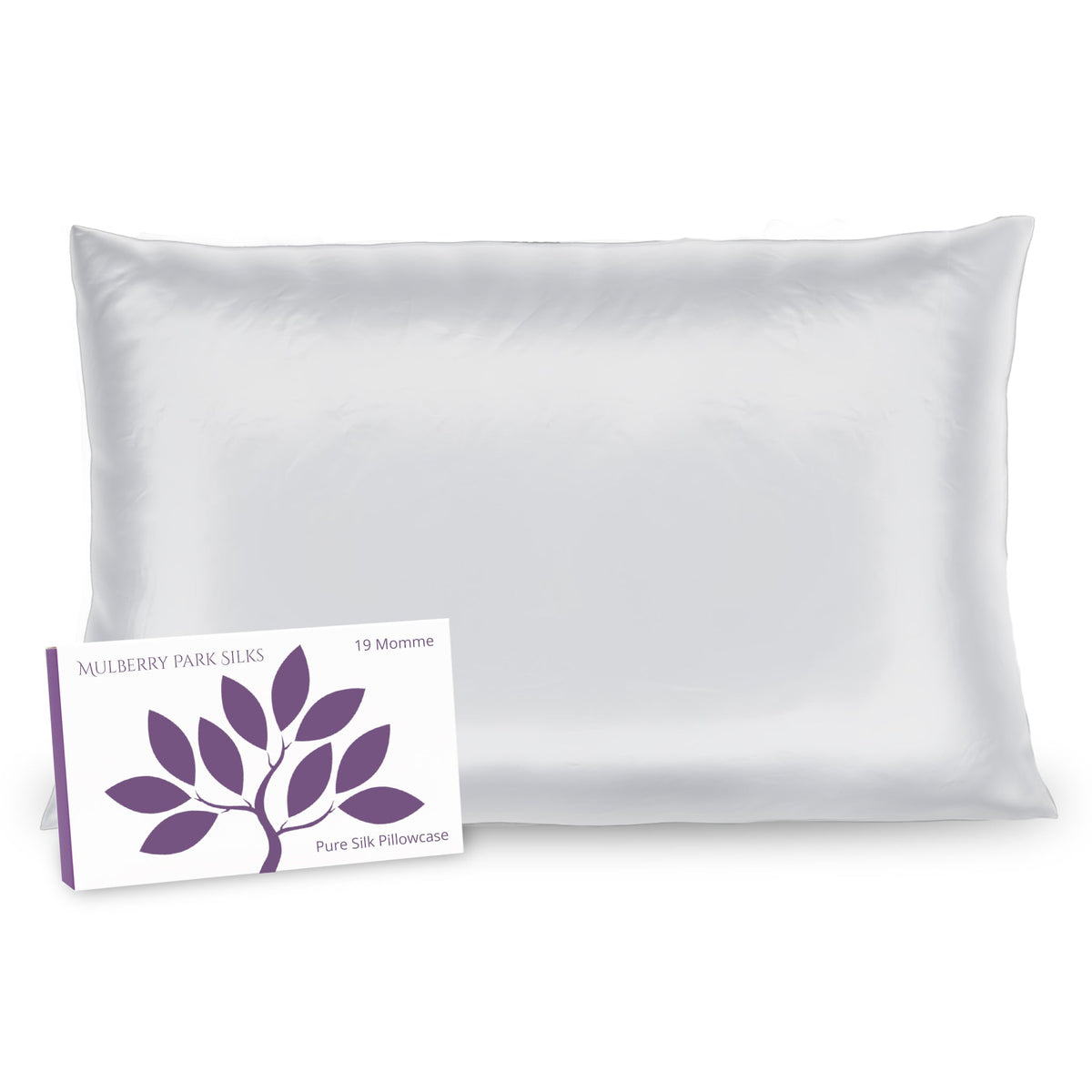 Mulberry Park Silks Deluxe 19 Momme Pure Silk Pillowcase in White Color with Box