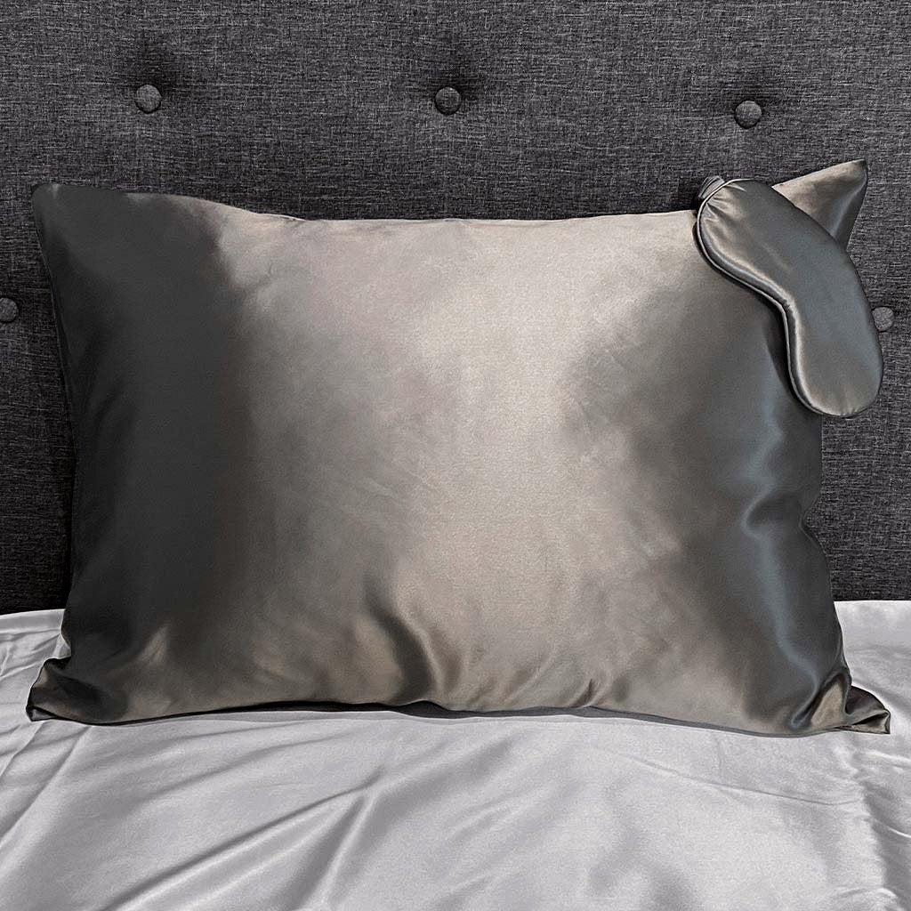 Gunmetal 22 Momme Silk Pillowcase with a Smooth, Shiny Finish for Luxury, Comfort, and Better Sleep
