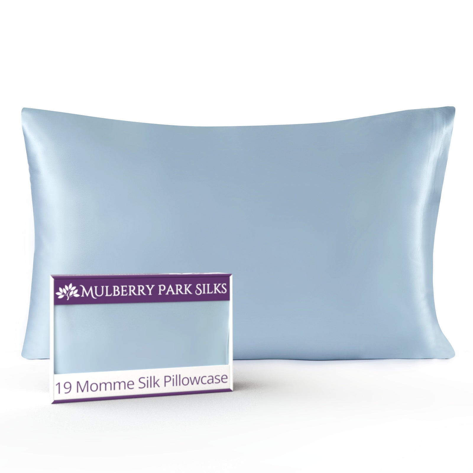 Blue 19 Momme 100% Silk Pillowcase by Mulberry Park Silks with luxurious, smooth feel