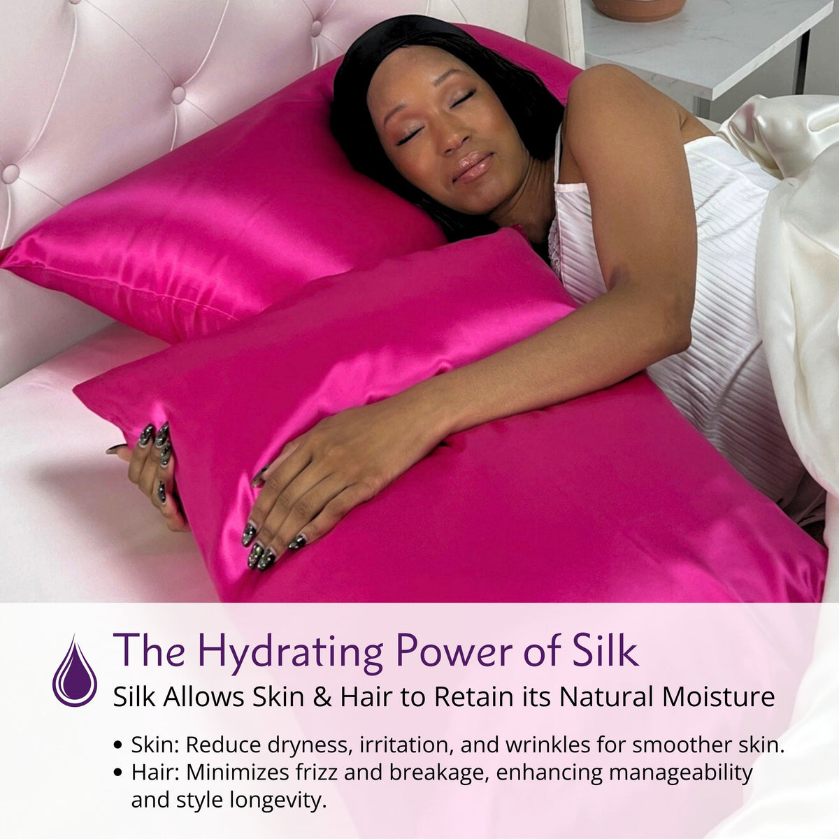 Mulberry Park Silks Luxury 19 Momme Pure Silk Pillowcase - Magenta