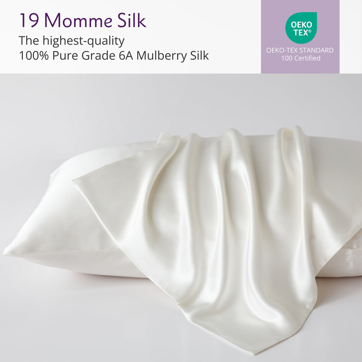 19 Momme Mulberry Silk Pillowcase – 100% Pure Silk Ultra-Soft Luxurious Pillowcase for Hair & Skin