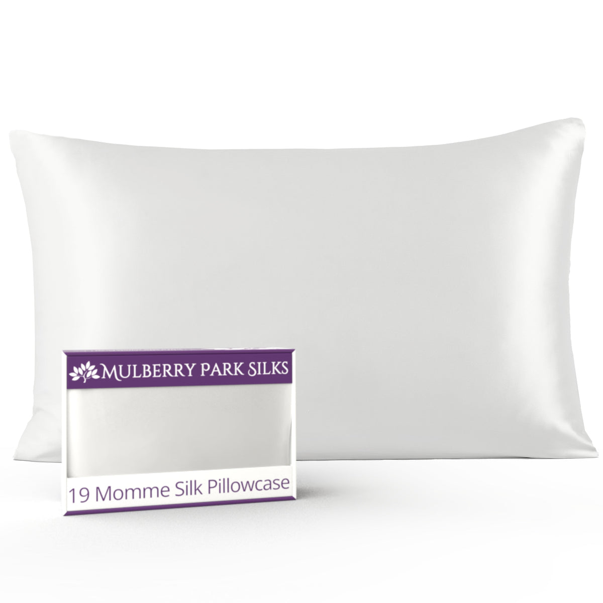 White 19 Momme 100% Silk Pillowcase by Mulberry Park Silks with luxurious, Smooth Feel