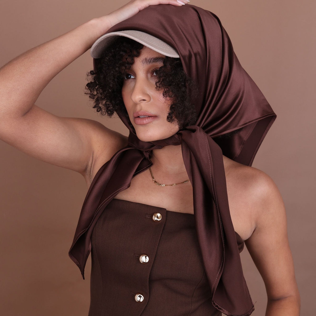 Mulberry Park Silks Pure Silk Square Head Scarf - Chocolate