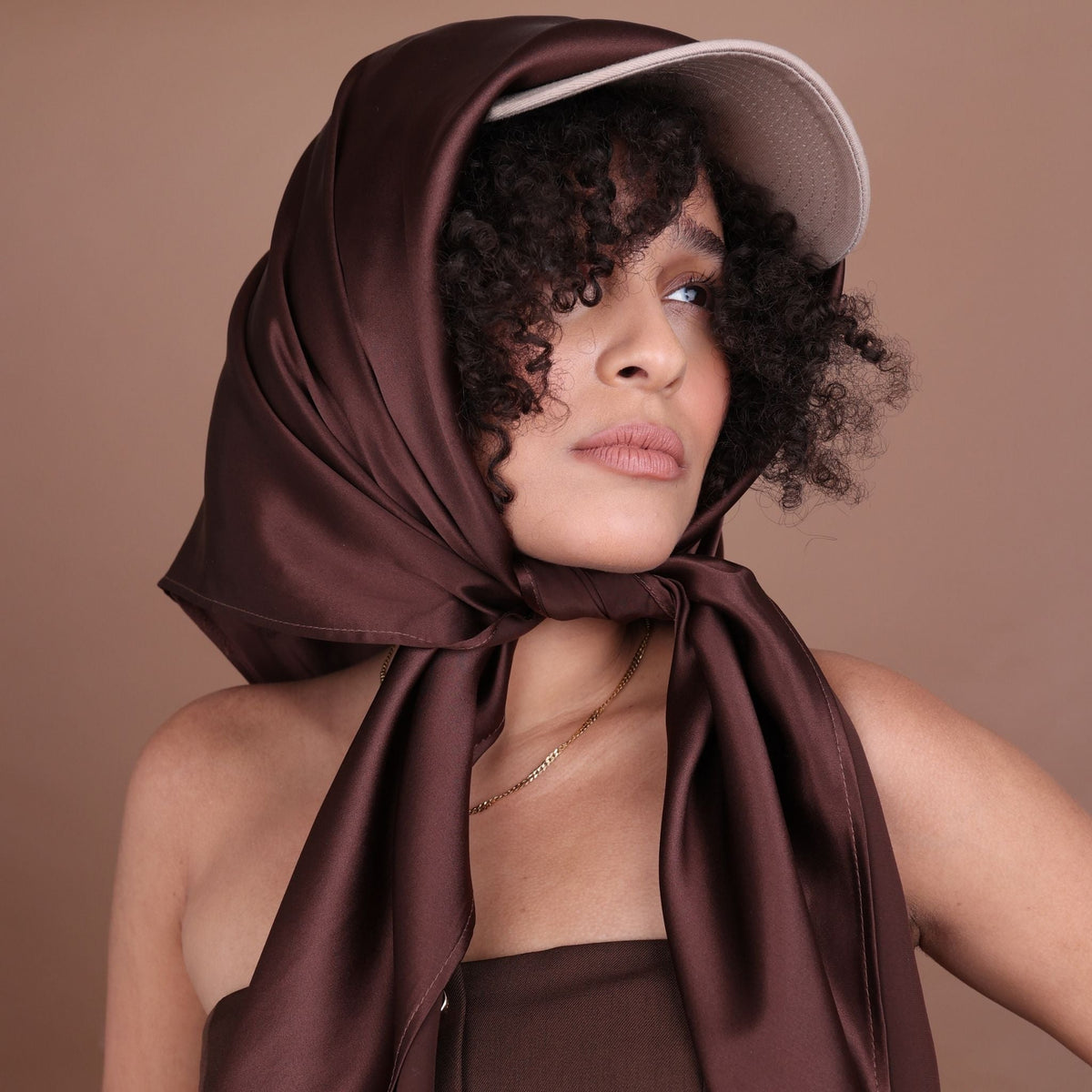 Mulberry Park Silks Pure Silk Square Head Scarf - Chocolate